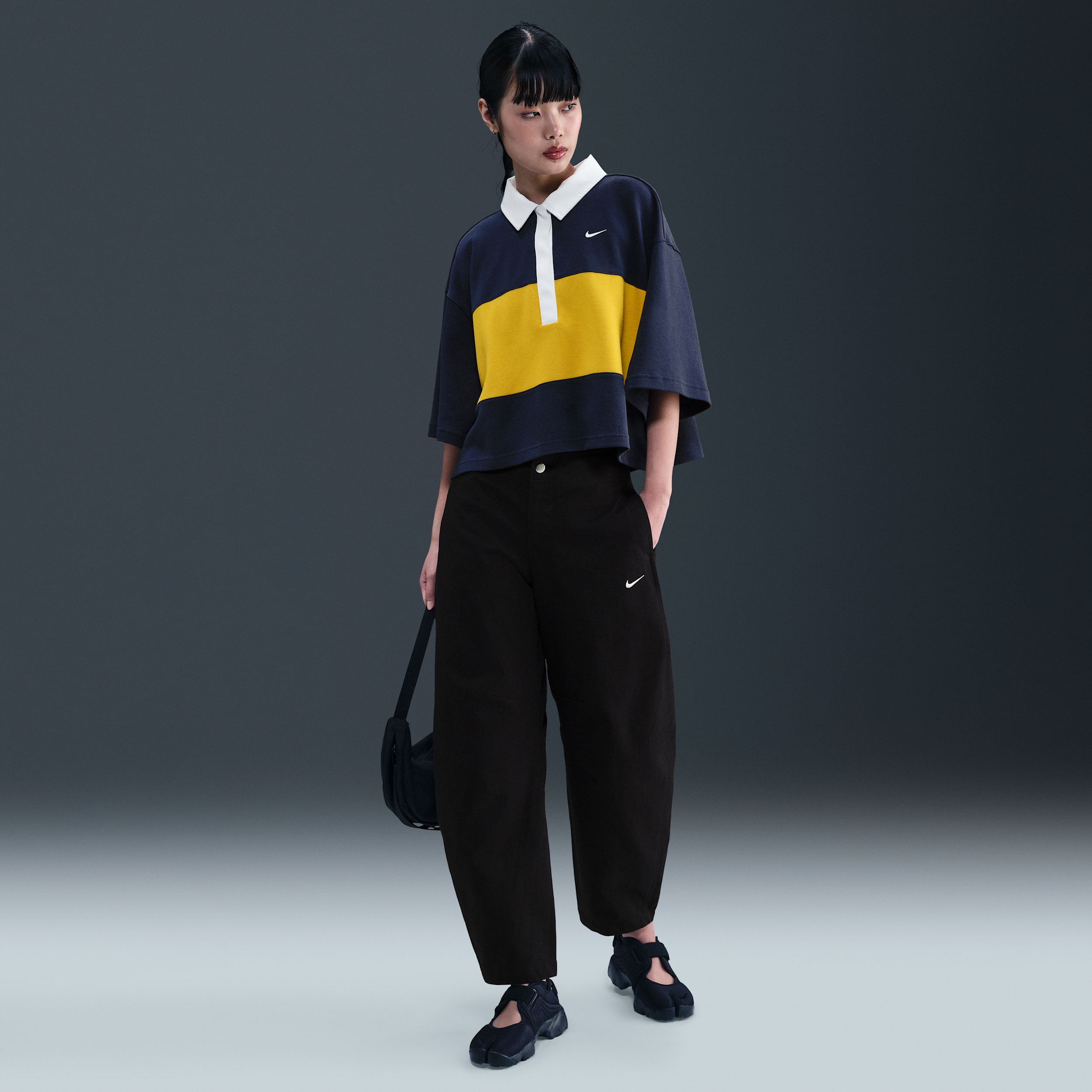 Nike Womens Barrel Trousers - Black - Cotton