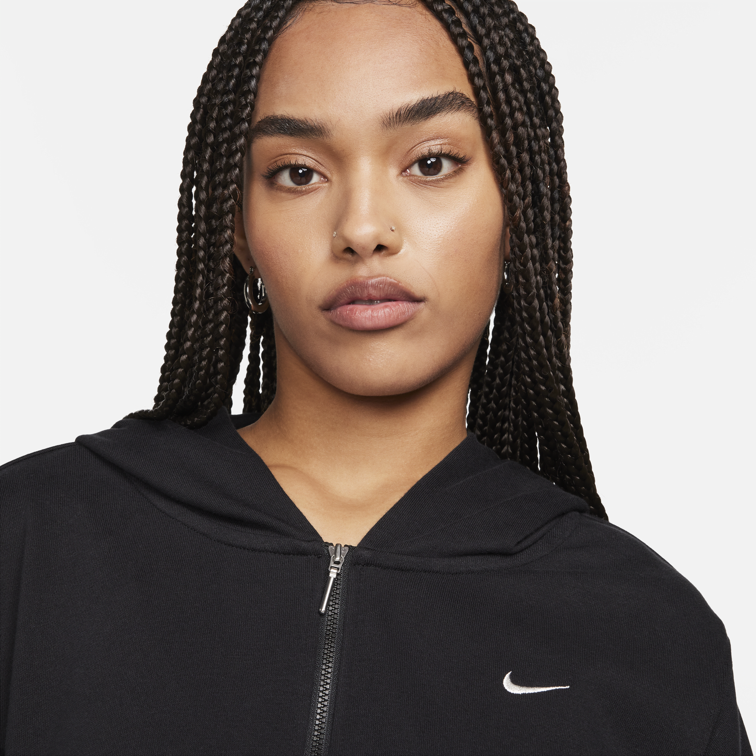 Nike Sportswear Chill Terry ruimvallende hoodie van sweatstof met rits voor dames Zwart