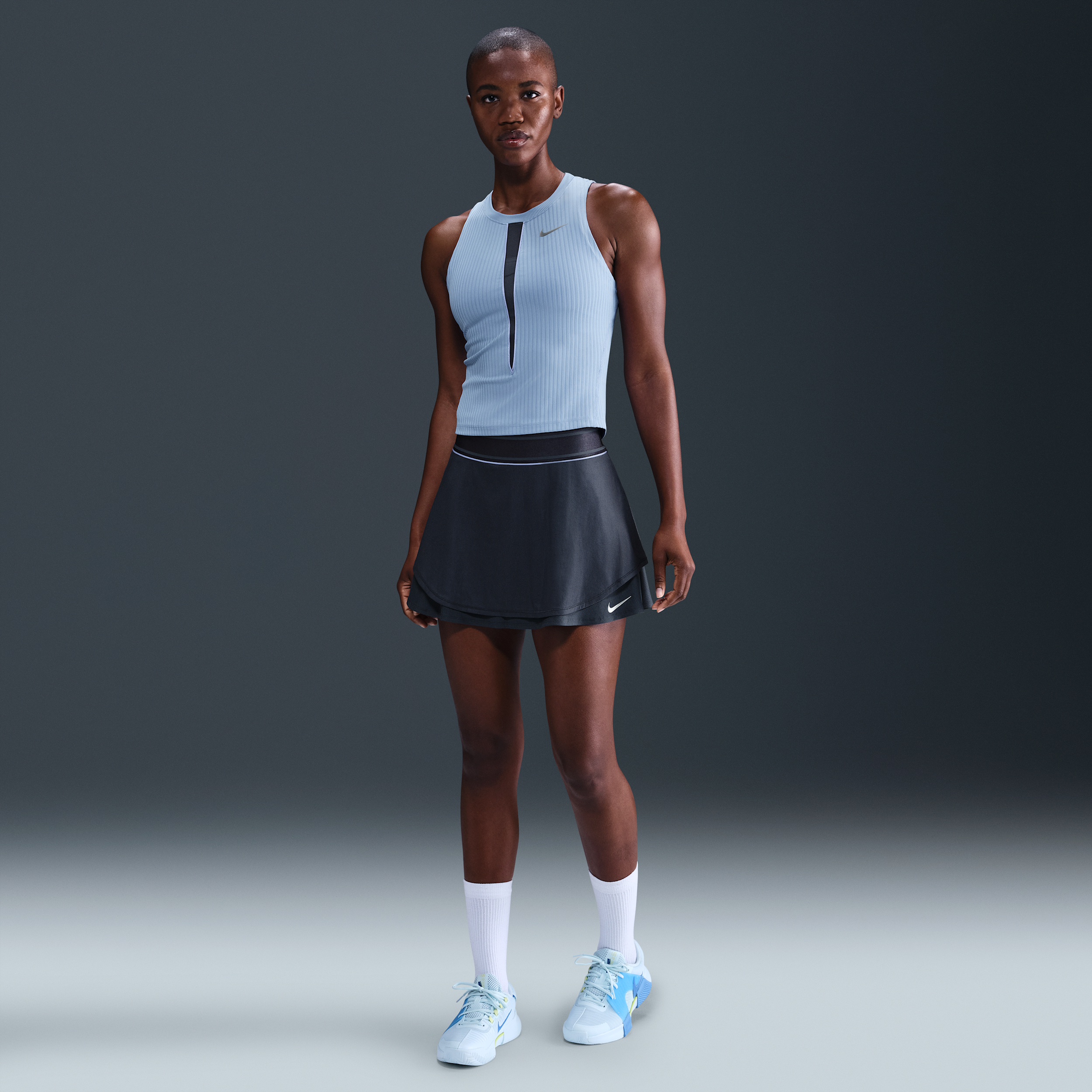NikeCourt Slam Womens Dri-FIT High-Waisted Tennis Skirt - Blue