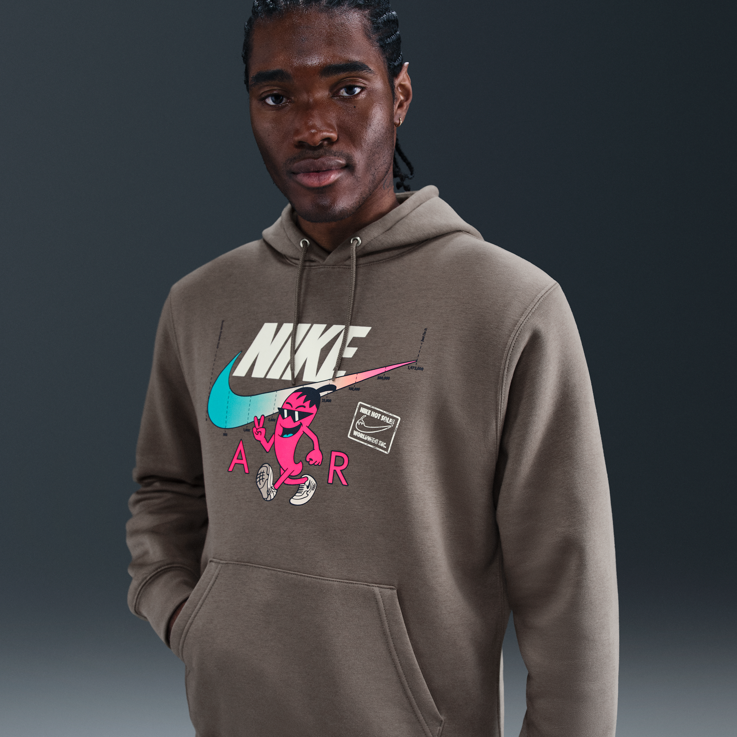 Thumbnail - Nike Club Fleece Hoodie - Grau