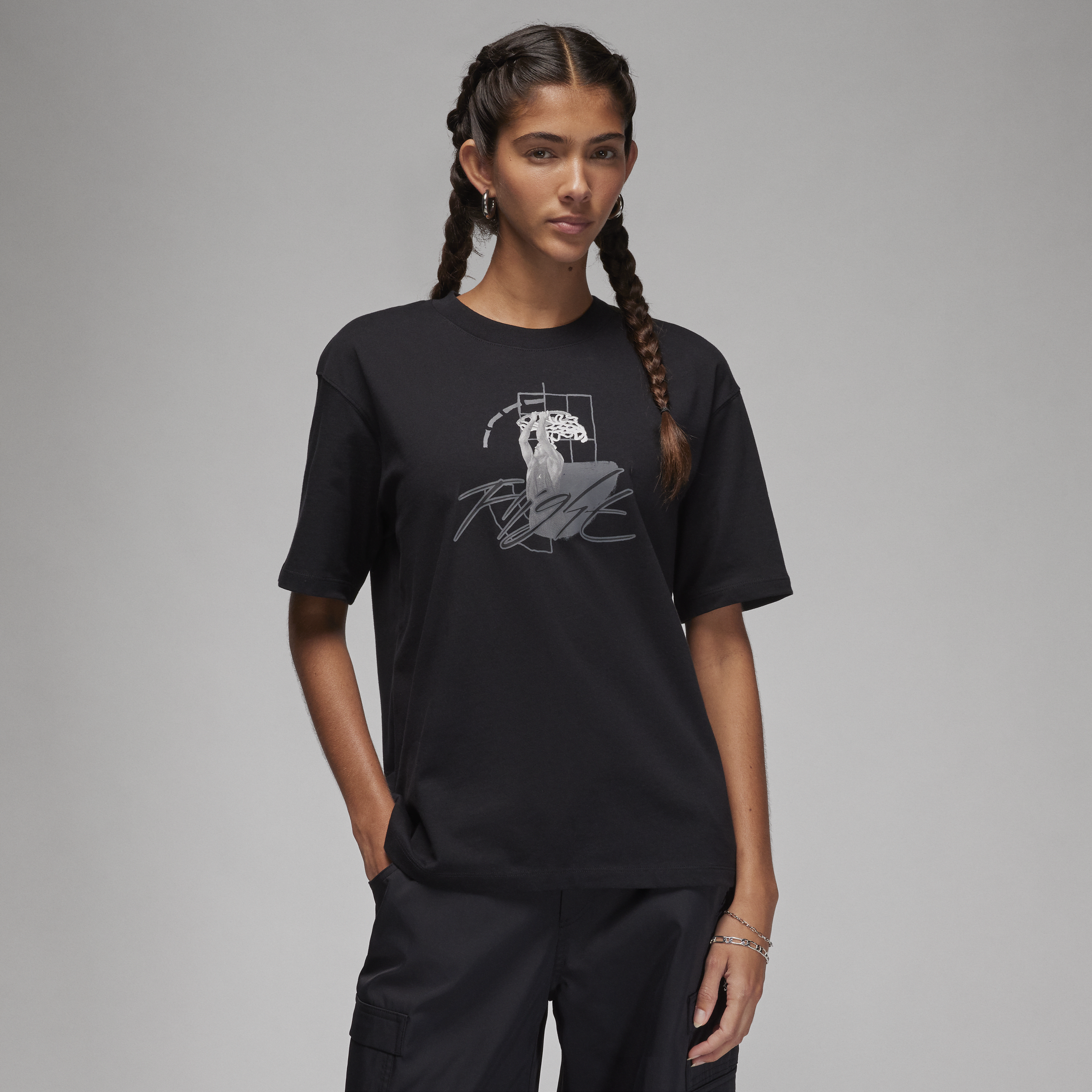 Jordan T-shirt met graphic voor dames Zwart