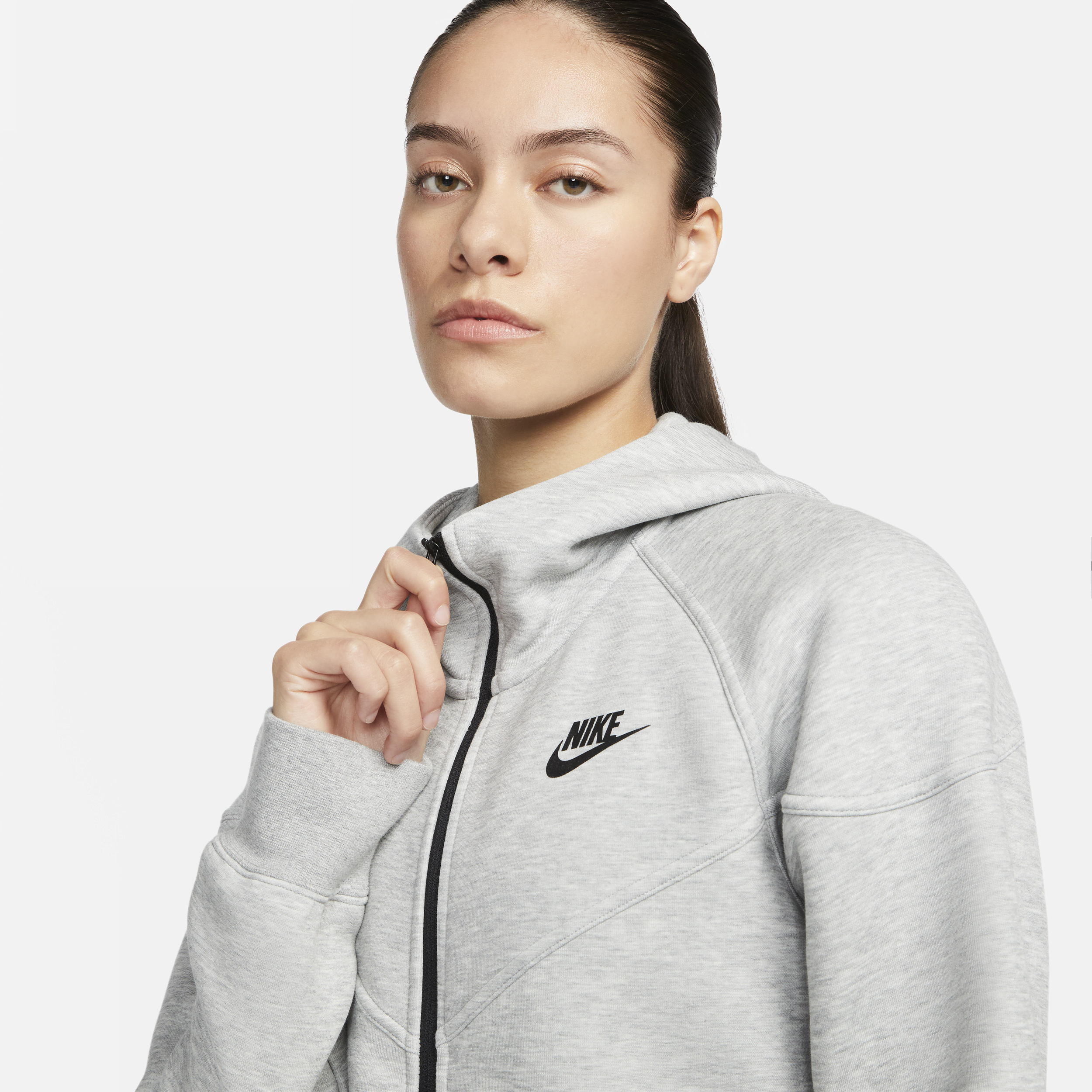 Sweat à capuche et zip Nike Sportswear Tech Fleece Windrunner pour femme - Gris