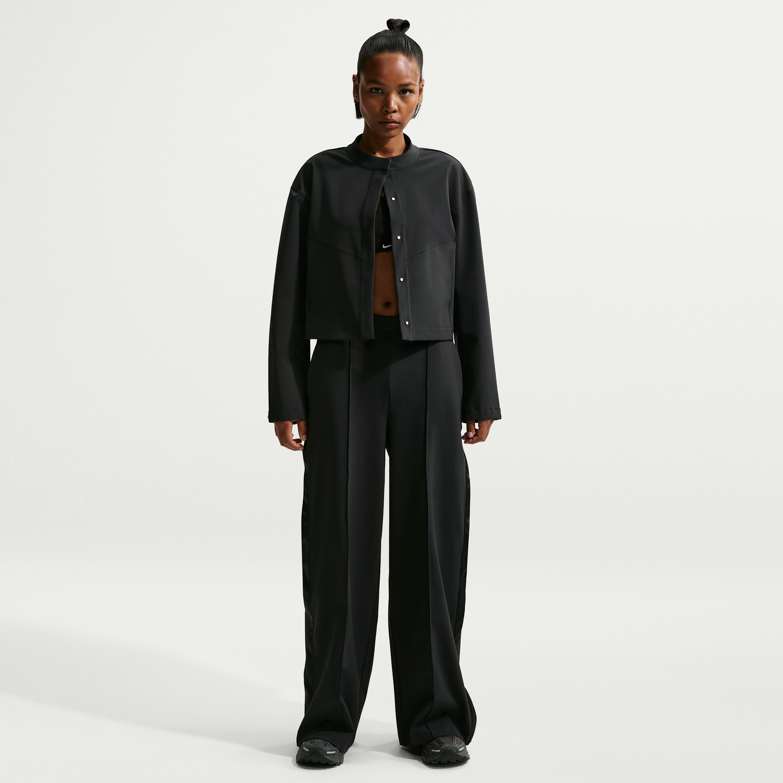 Pantaloni a vita alta con bottoni laterali Dri-FIT Nike 24.7 PerfectStretch – Donna - Nero