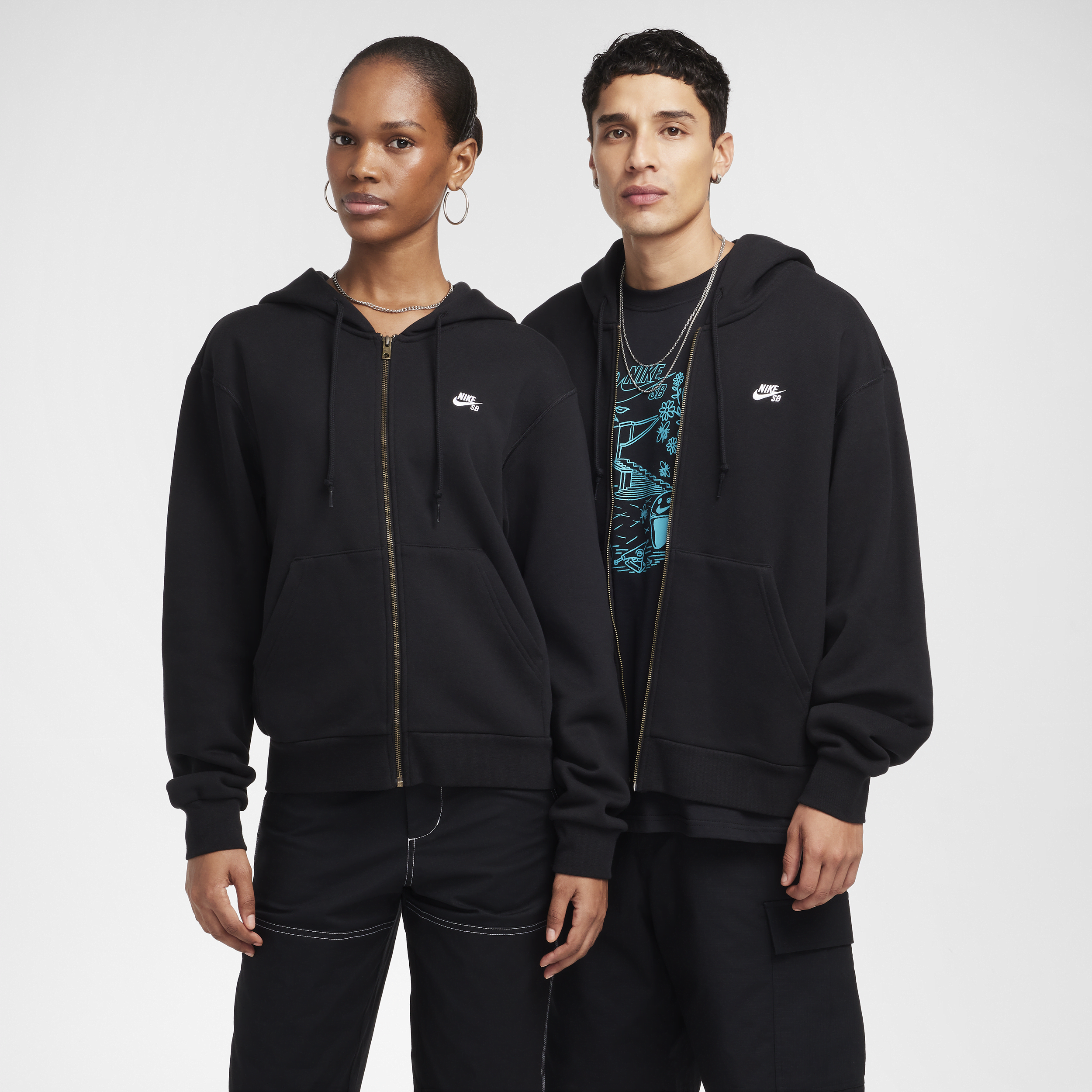 Thumbnail - Nike SB Fleece-Skateboard-Hoodie mit durchgehendem Reißverschluss - Schwarz