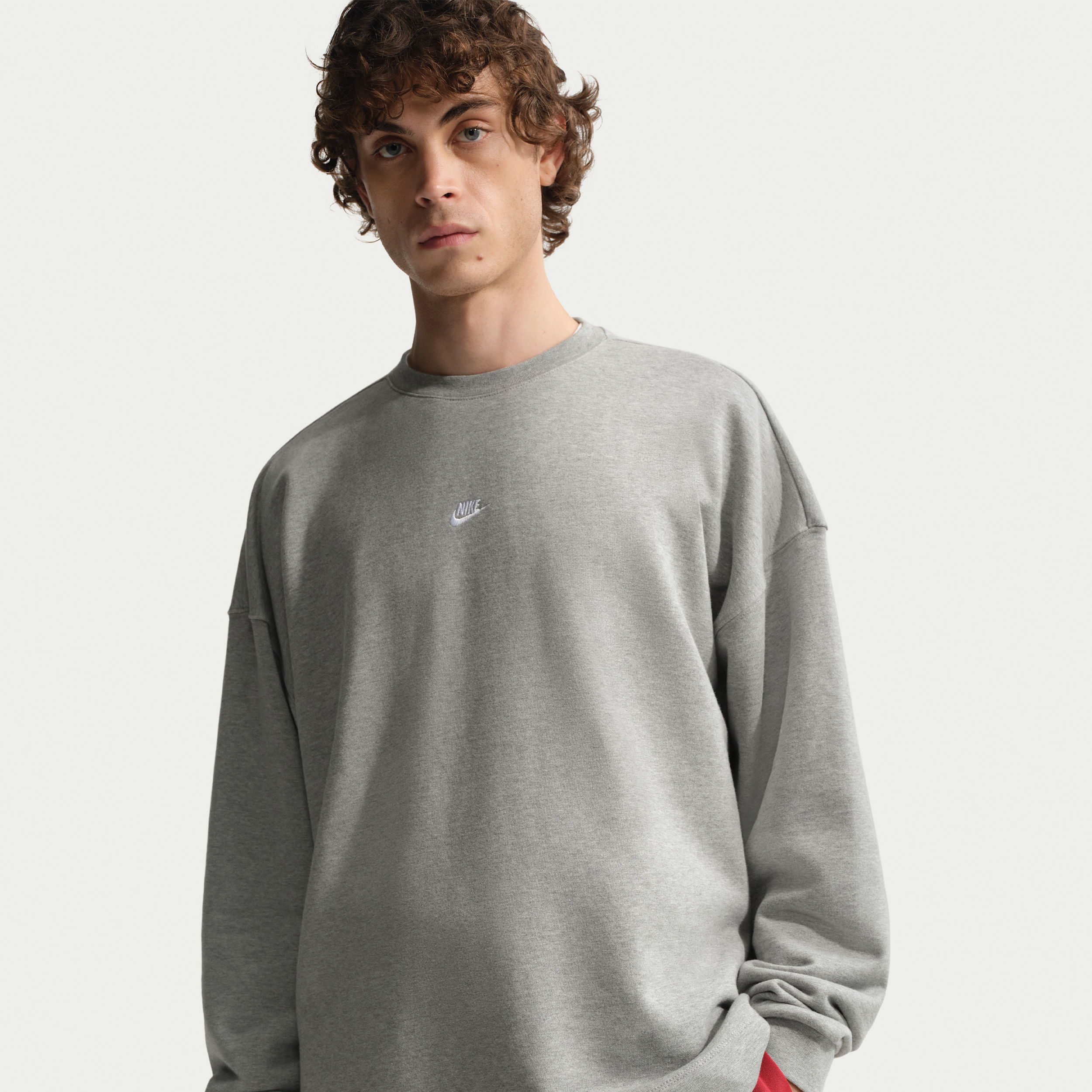 Felpa oversize a girocollo in French Terry Nike Club – Uomo - Grigio