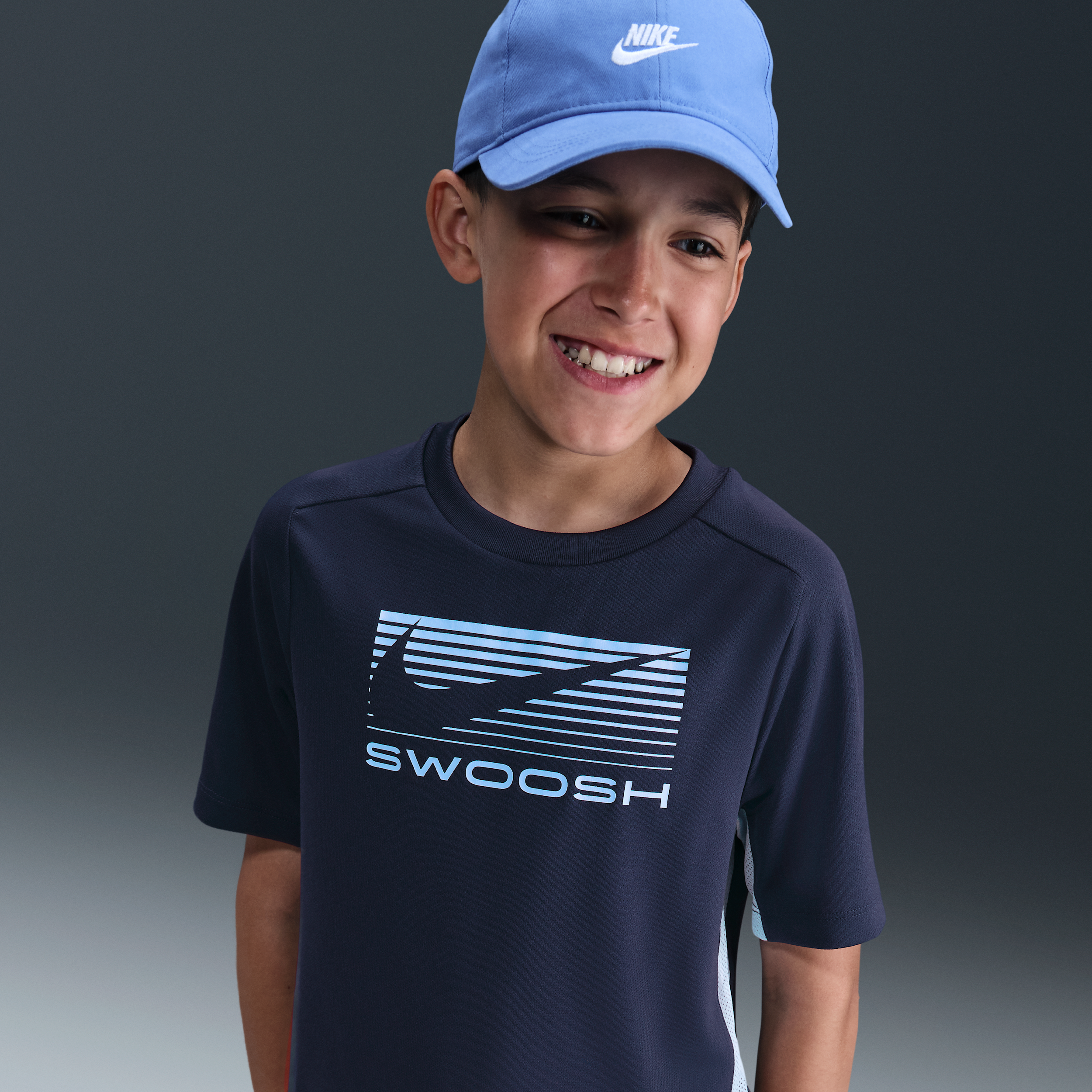 Nike Multi Older Kids (Boys) Dri-FIT Short-Sleeve Top - Blue - Polyester