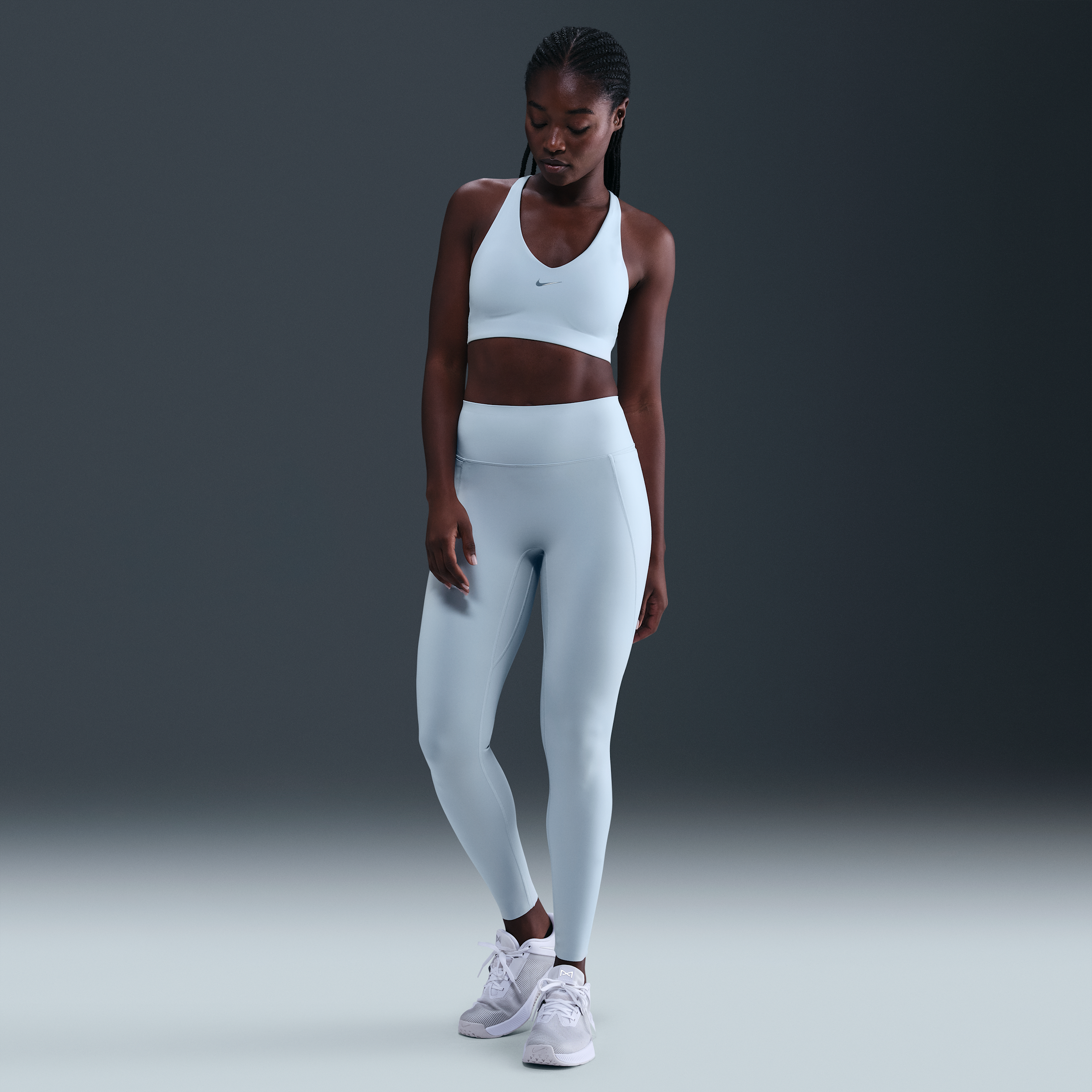 Nike Universa Womens High-Waisted Full-Length Leggings with No Front Seam - Blue - Polyester/Elastane