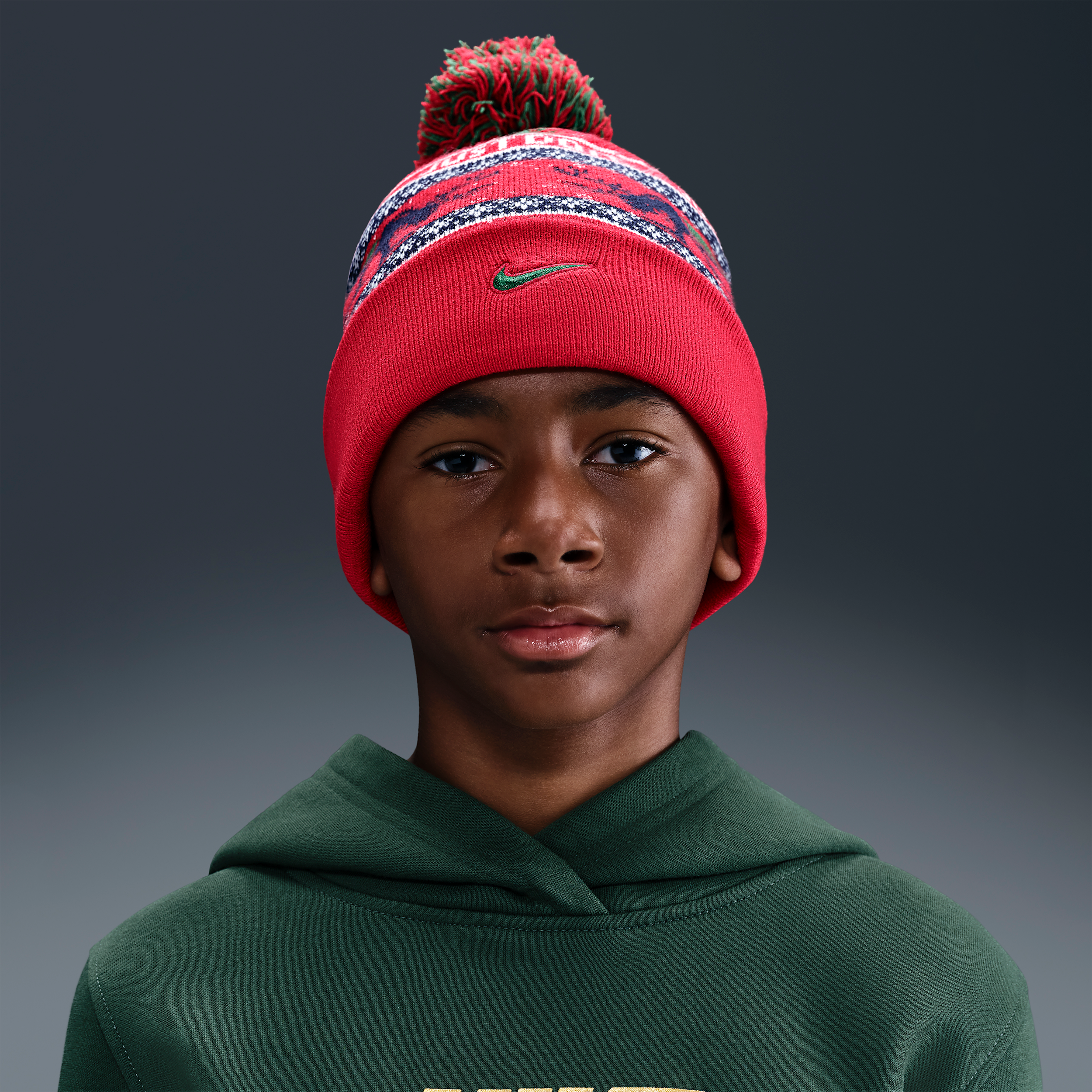 Nike Peak Older Kids Standard Cuff Beanie - Red - Polyester
