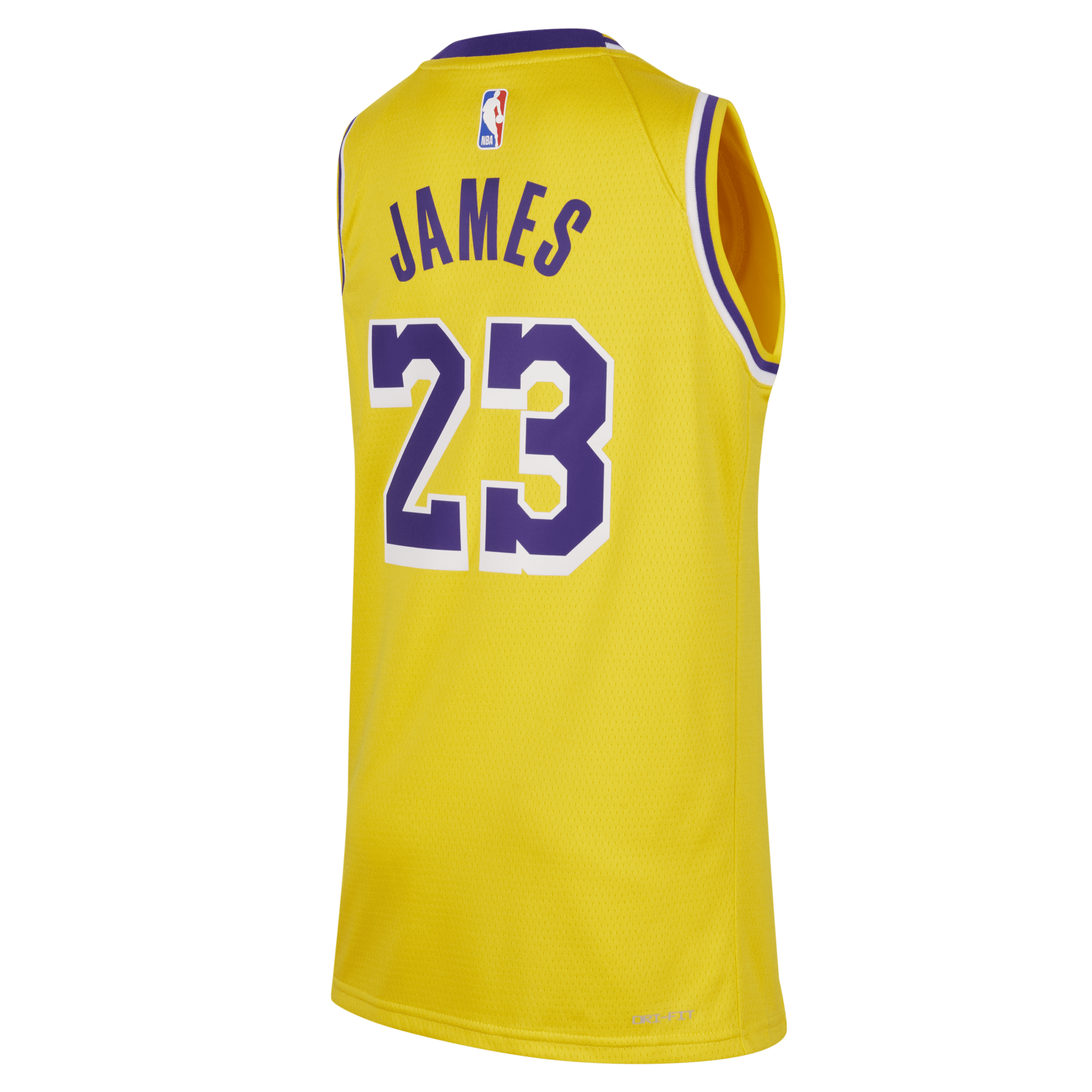 Nike LeBron James Los Angeles Lakers 2023 24 Icon Edition Swingman NBA-jersey voor jongens Geel
