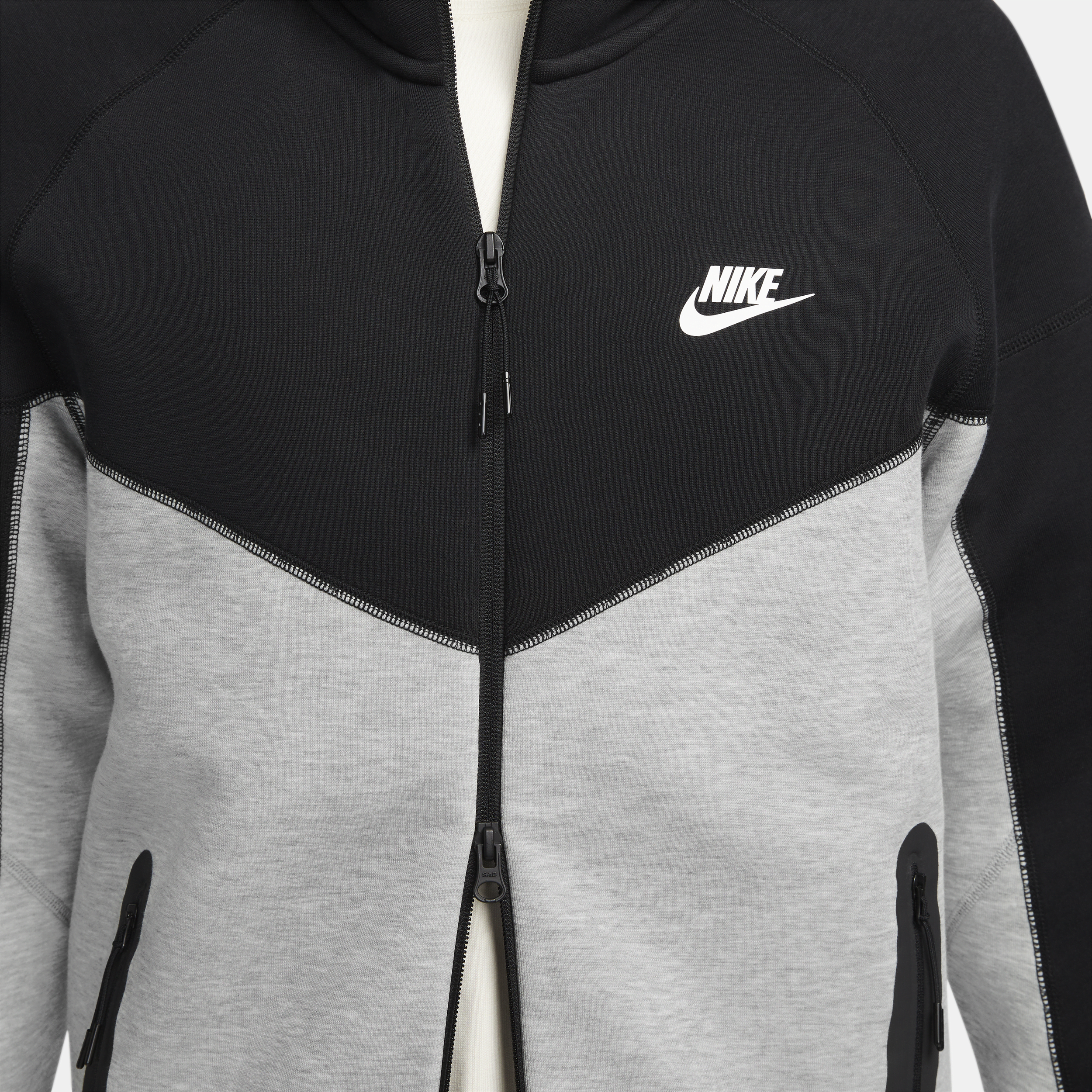 Sweat à capuche et zip Nike Sportswear Tech Fleece Windrunner pour homme - Gris