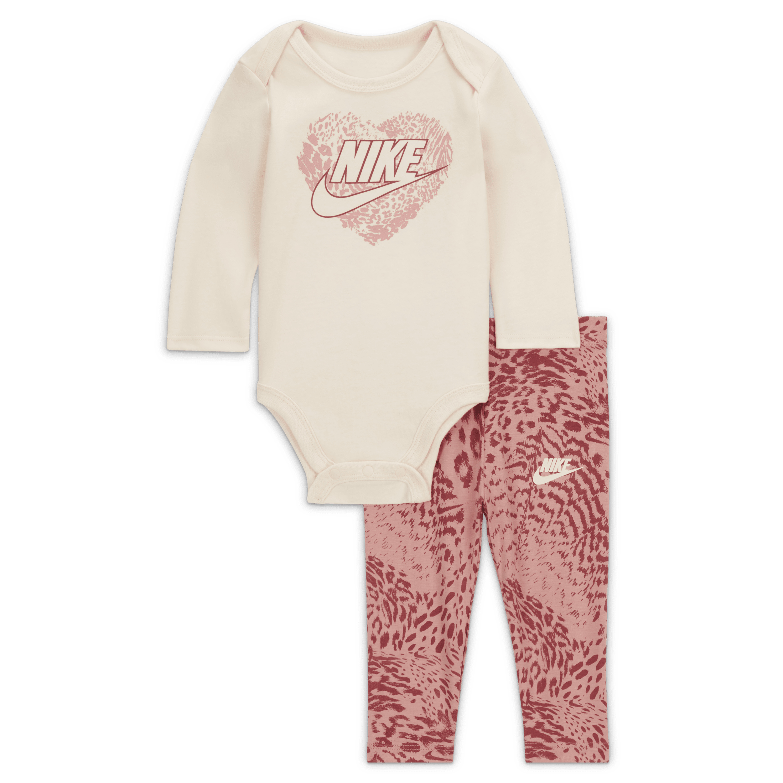 Nike Animal Print tweedelige babyset met rompertje en legging Roze