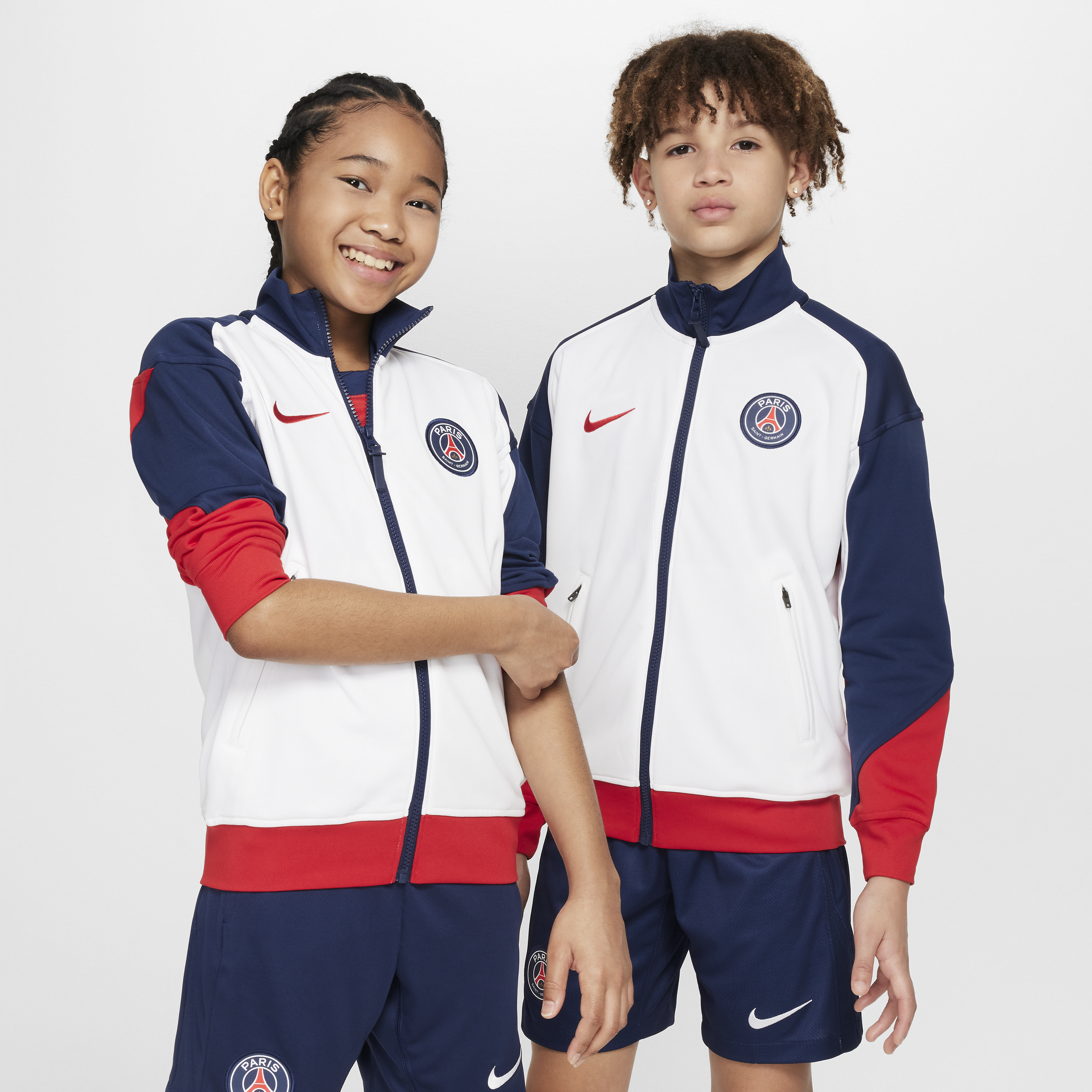 Veste de foot en maille Paris Saint-Germain Academy Pro pour ado - Blanc