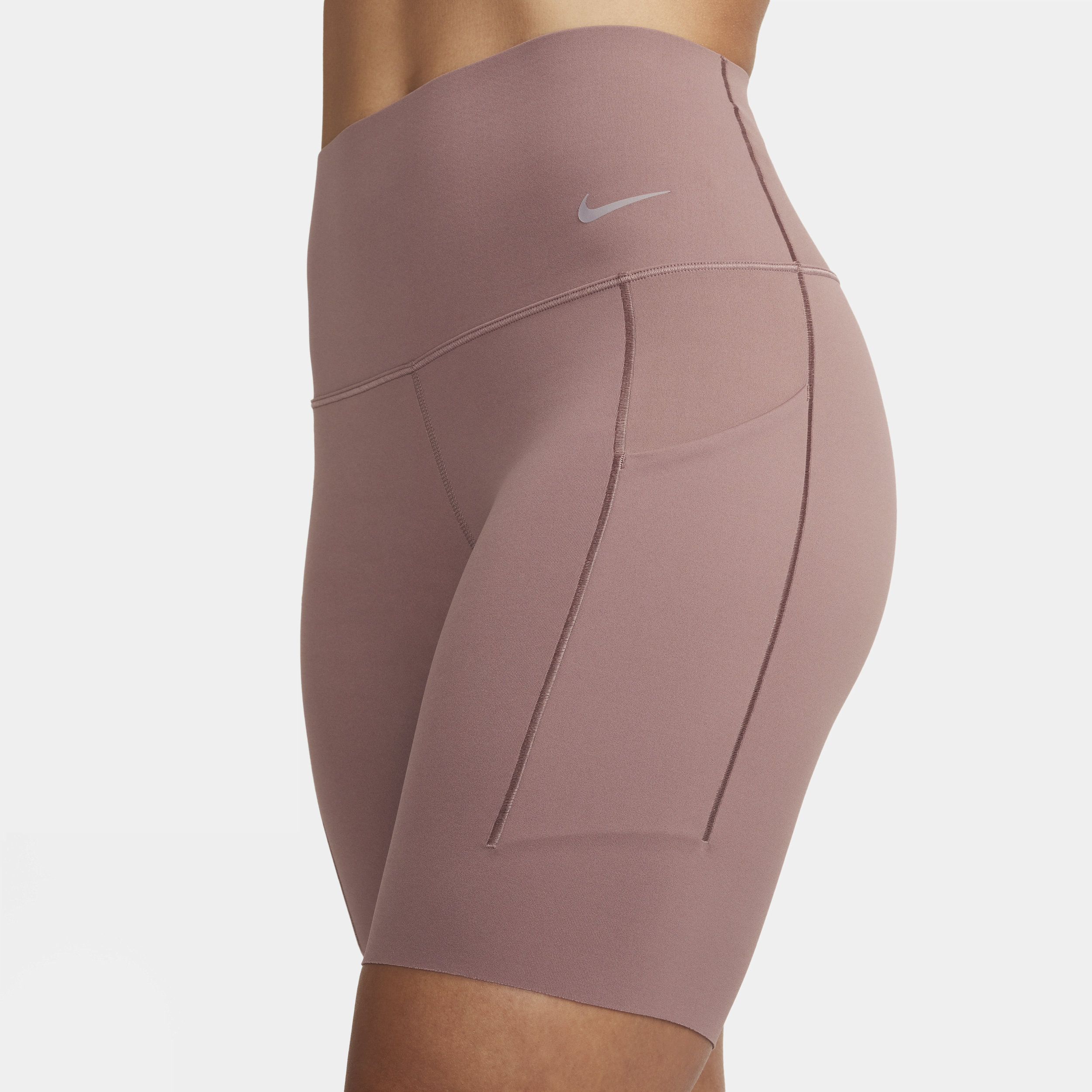 Nike Universa Bikeshorts met hoge taille zakken en medium ondersteuning voor dames (20 cm) Paars