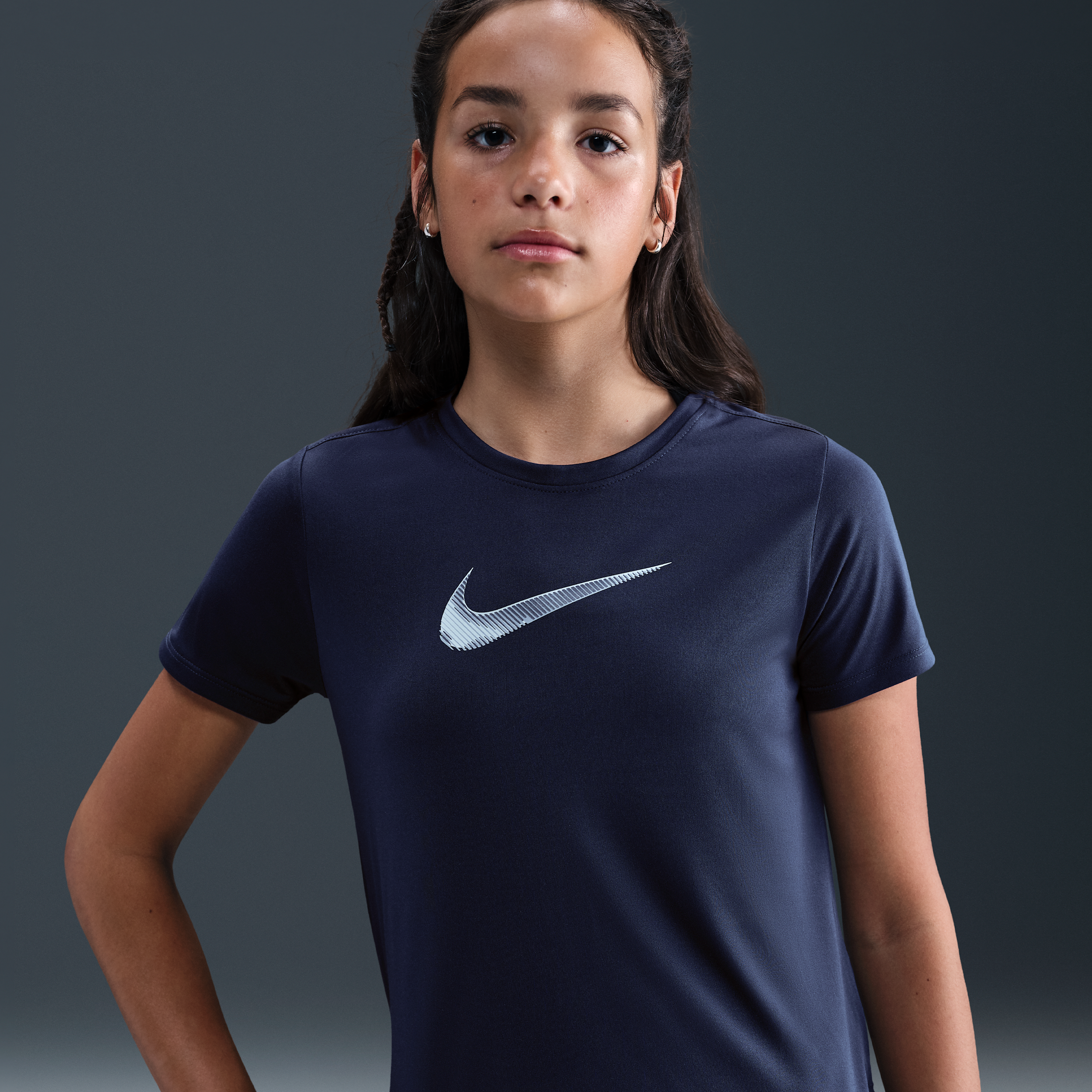 Nike One Classic Girls' Short-Sleeve Top - Blue