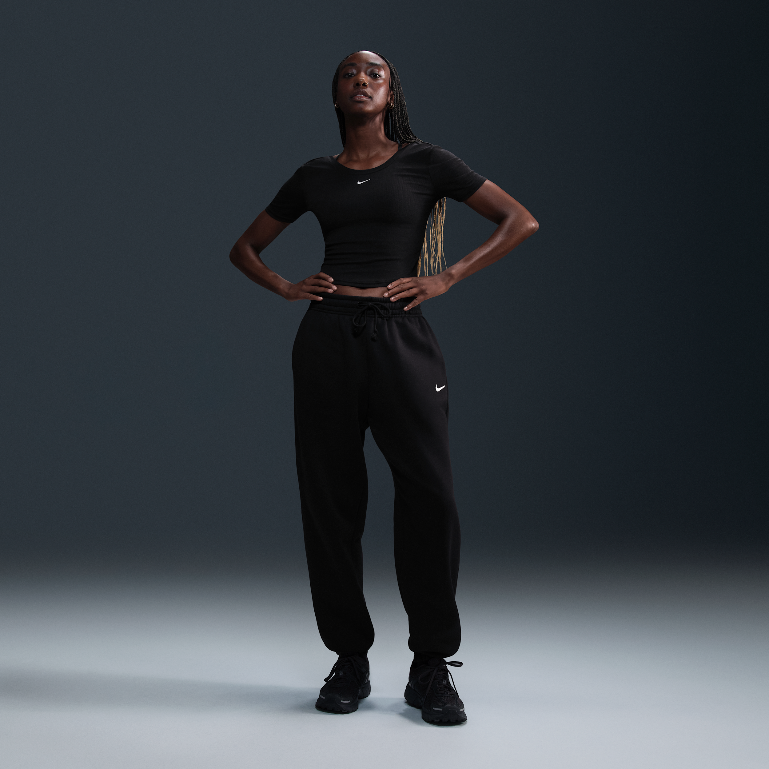 Nike Phoenix Fleece Women's High-Waisted Oversized Tracksuit Bottoms - Black - Cotton/Polyester