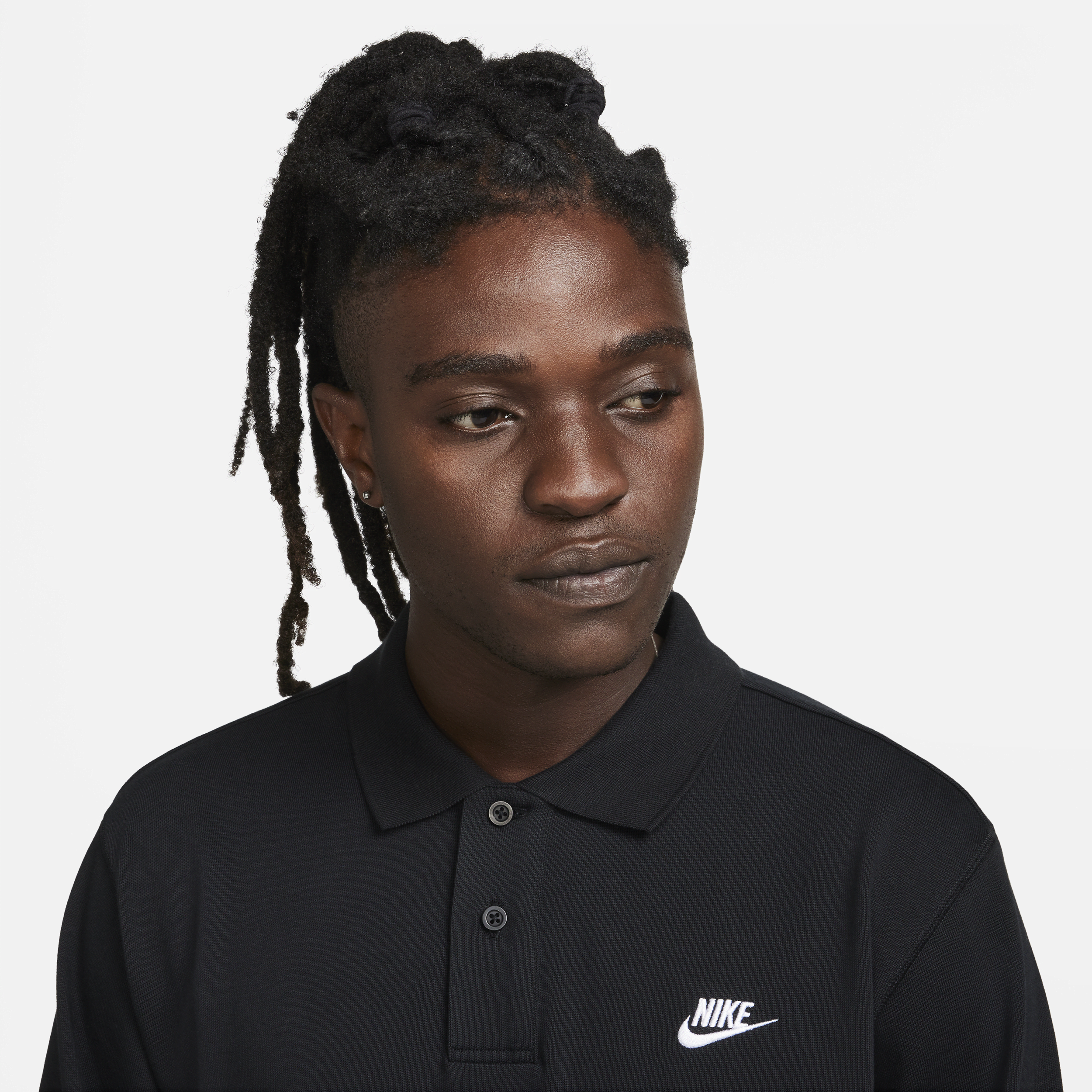 Nike Club Knit polo met lange mouwen voor heren Zwart