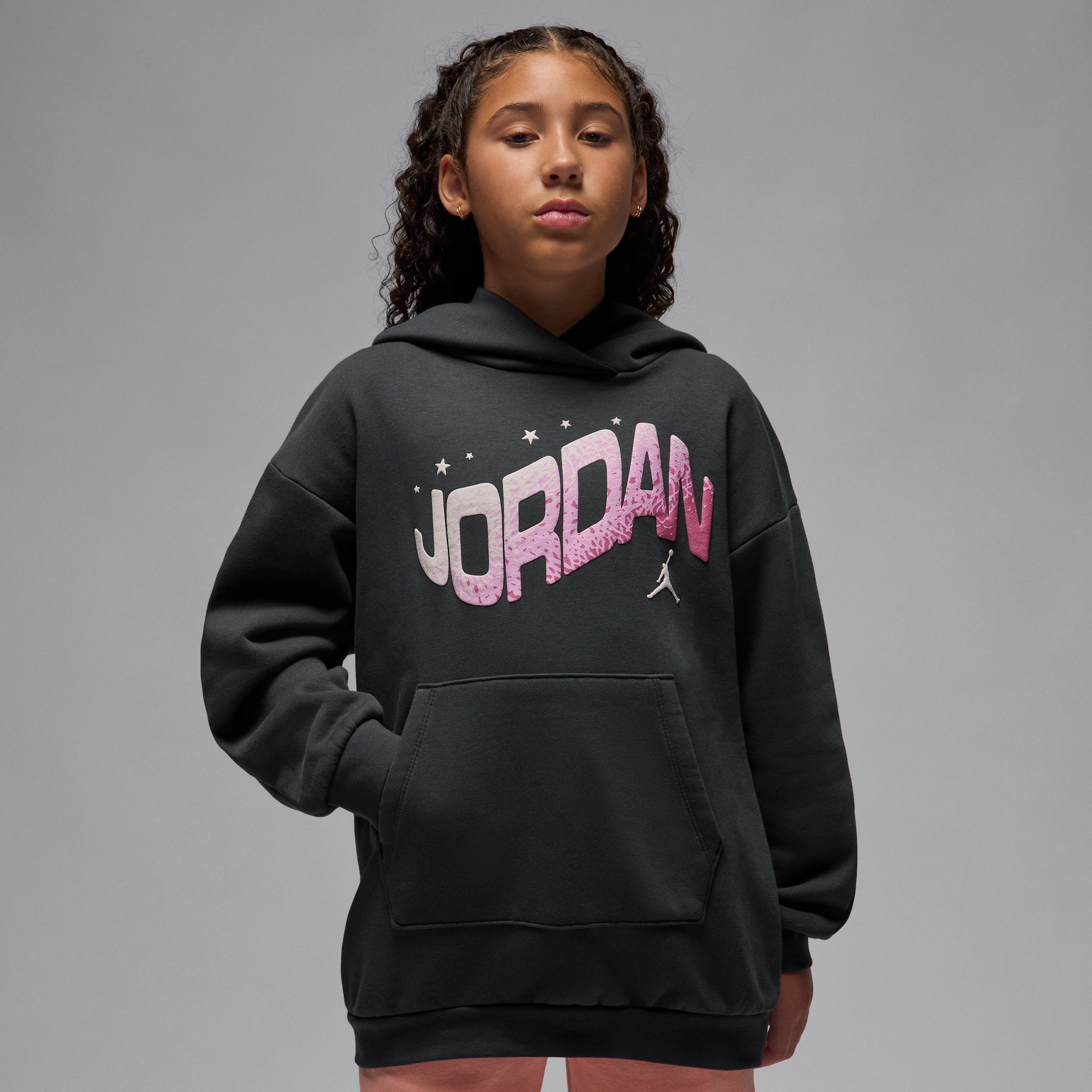 Jordan Jumpman Club oversized hoodie met satijn voor kids - Zwart