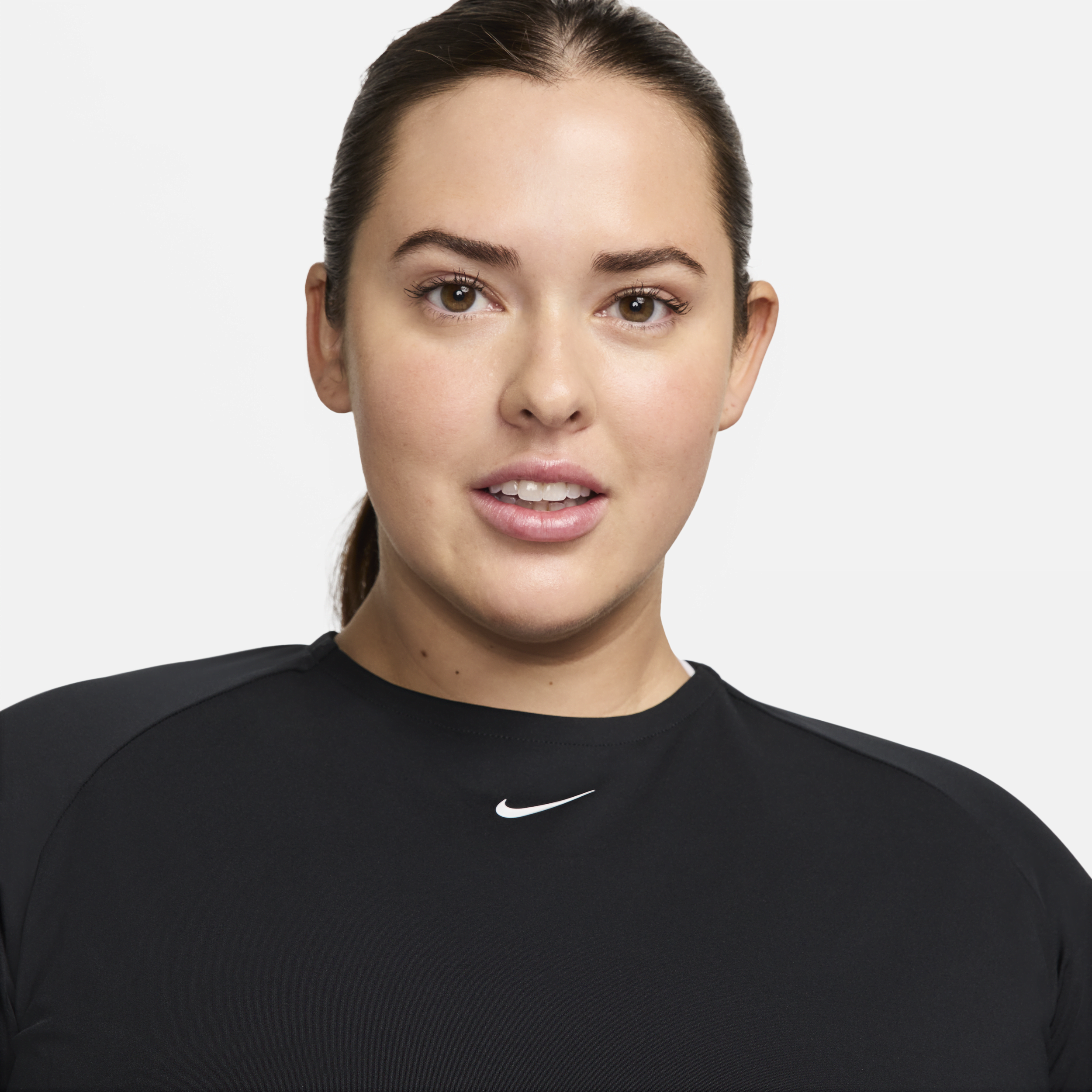 Nike Pro 365 Dri-FIT korte damestop met lange mouwen (Plus Size) Zwart