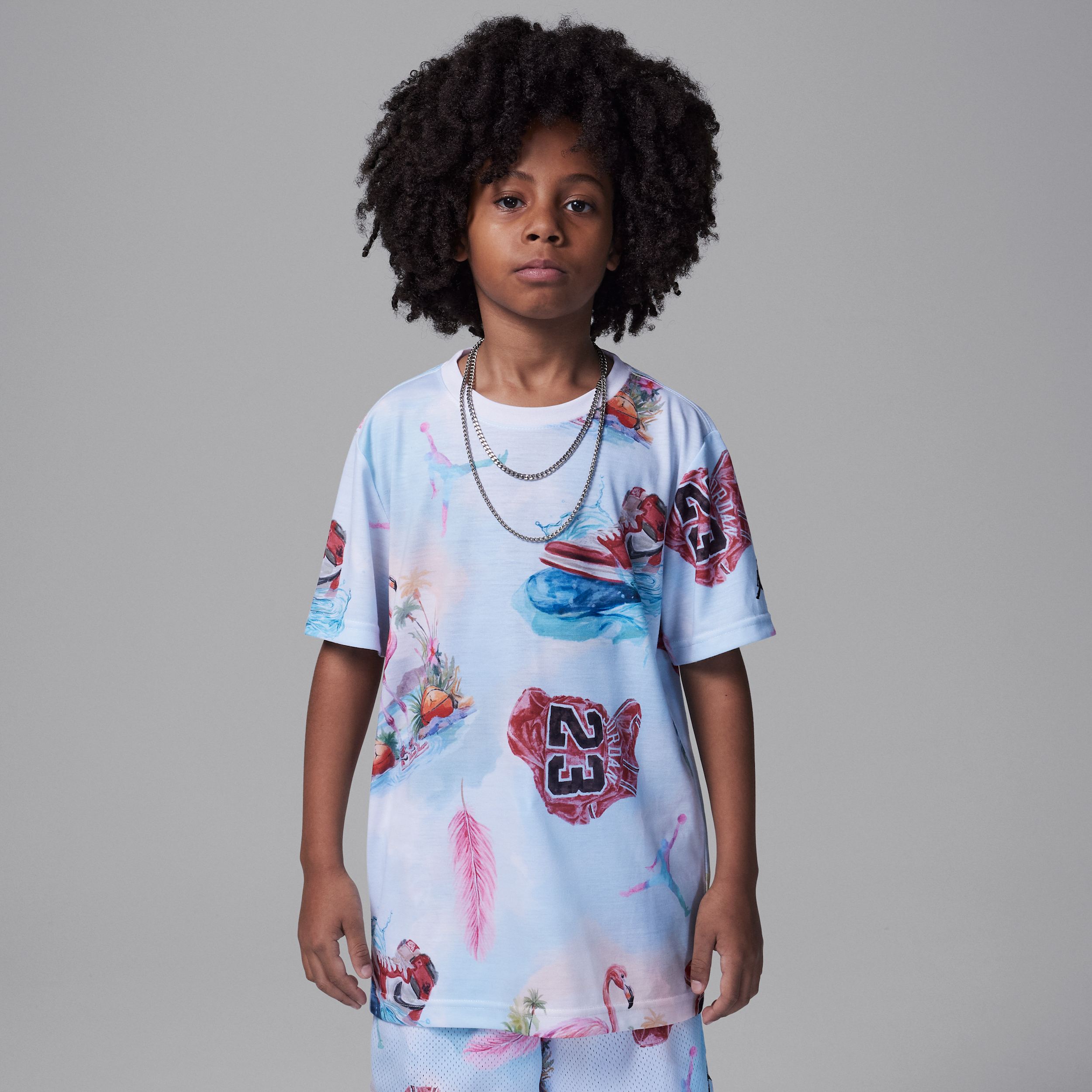 Jordan T-shirt met flamingoprint voor kids - Wit
