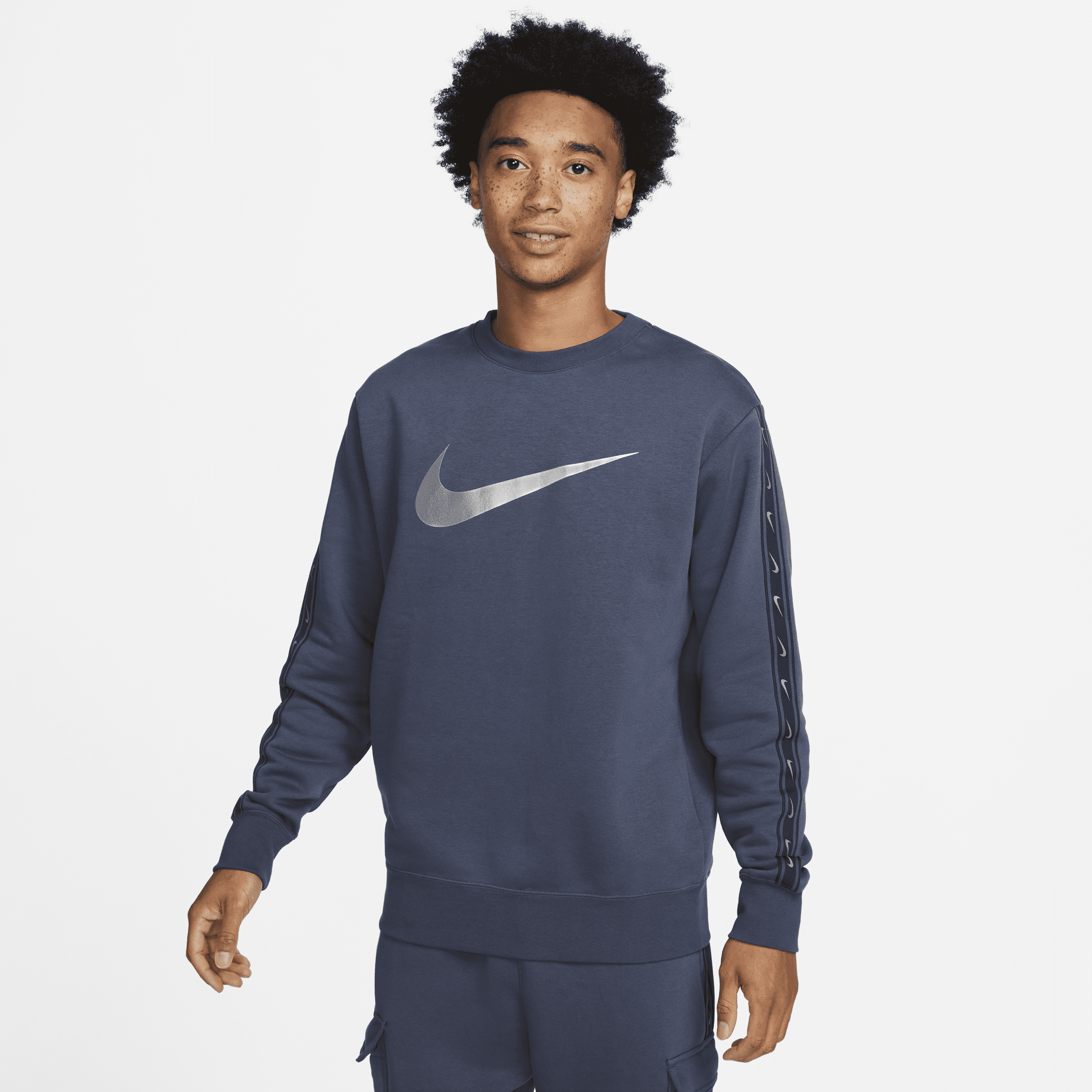 Męska bluza dresowa z dzianiny Nike Sportswear Repeat - Niebieski
