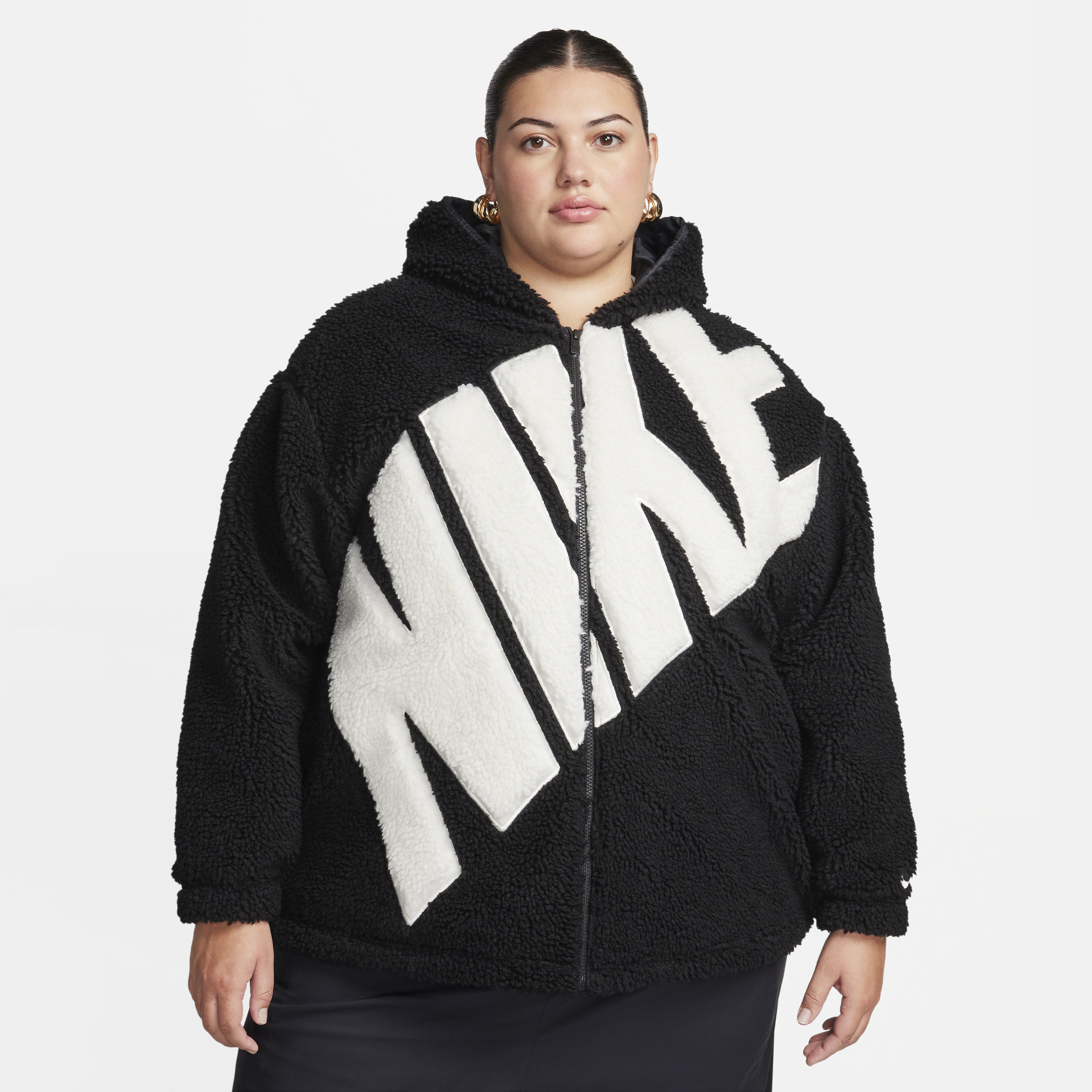 Nike Sportswear Women’s Logo High-Pile Fleece Jacket – Black – Faux Fur/lining