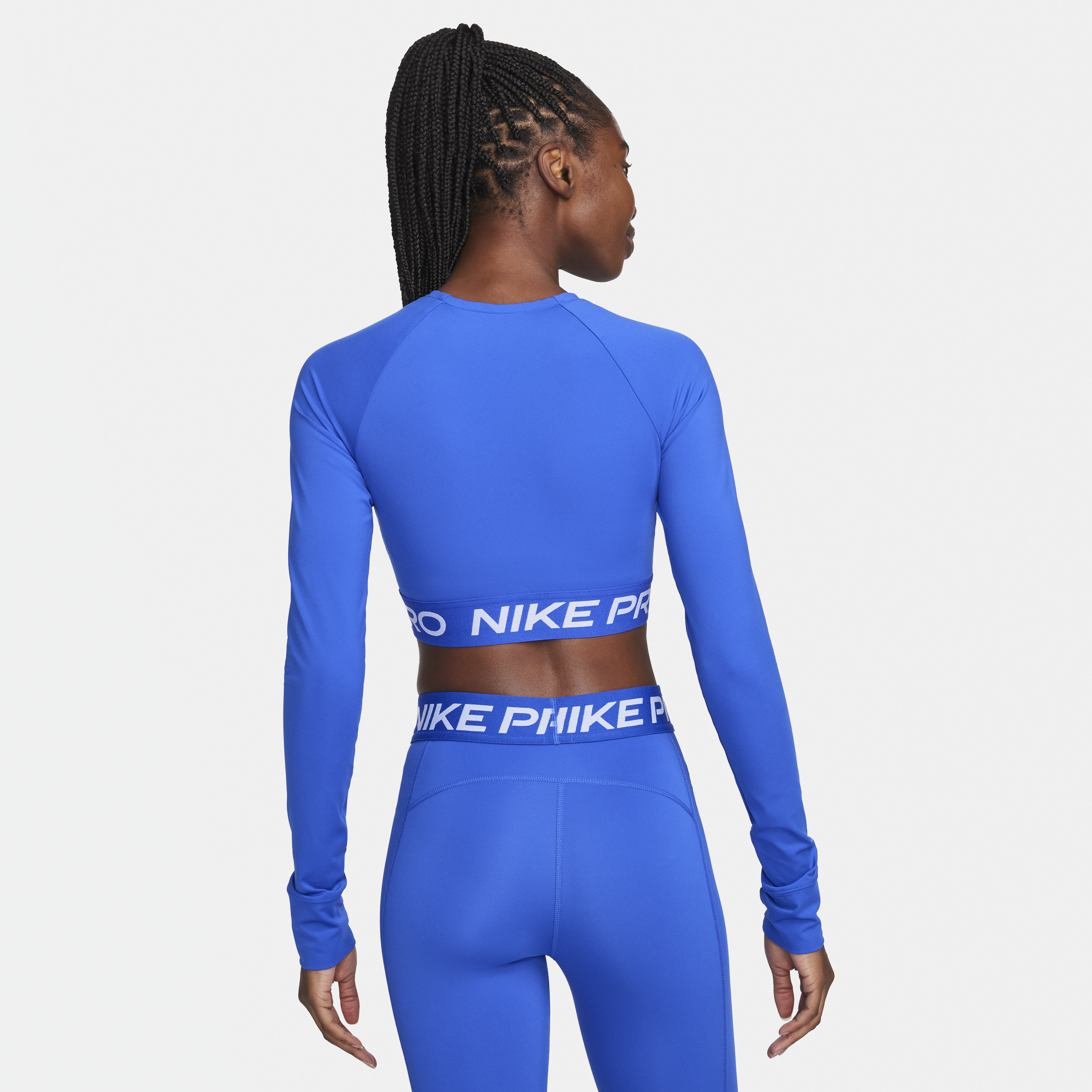 Nike Pro 365 Dri-FIT korte top met lange mouwen voor dames Blauw