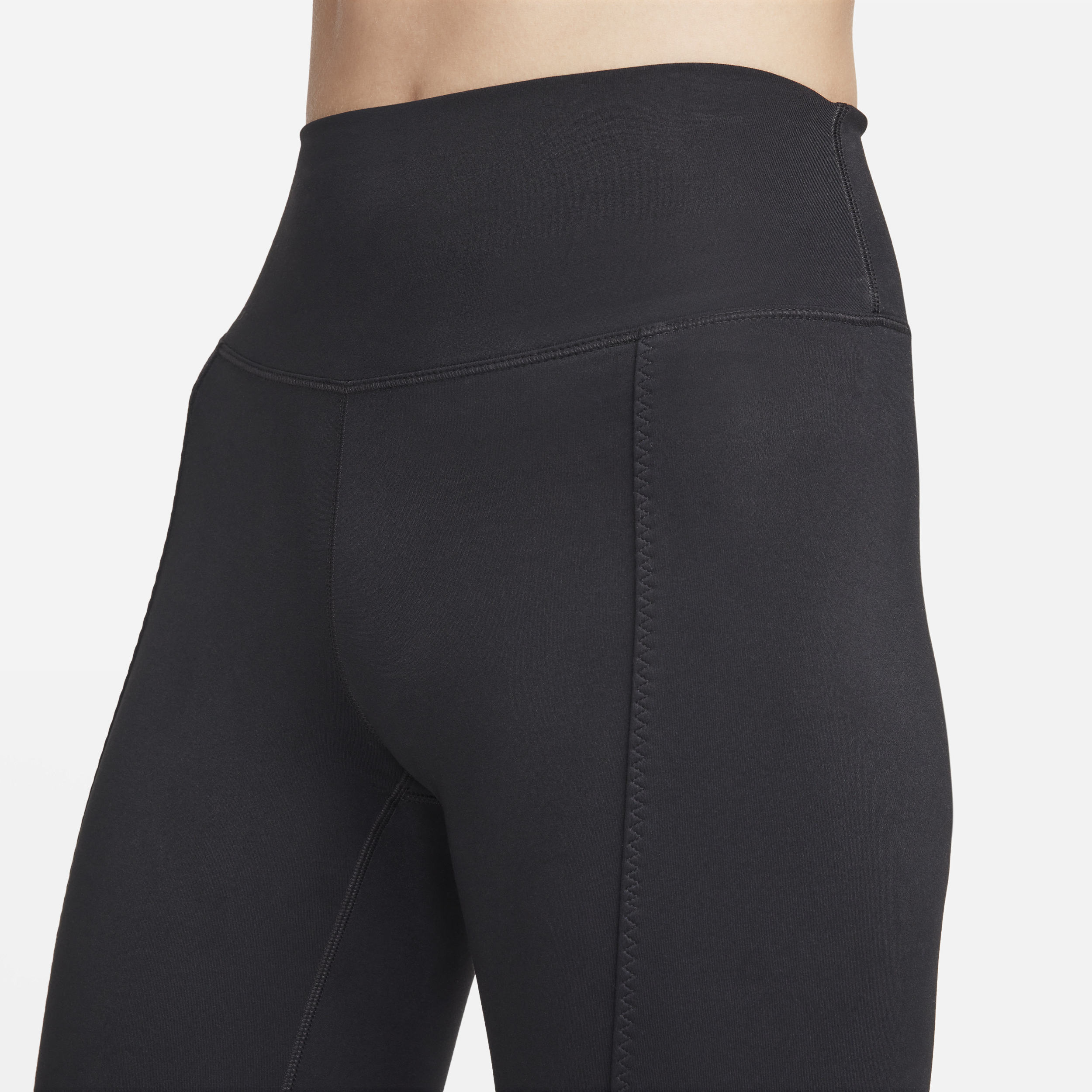 Nike One lange legging met hoge taille en splitjes in de zoom voor dames Zwart