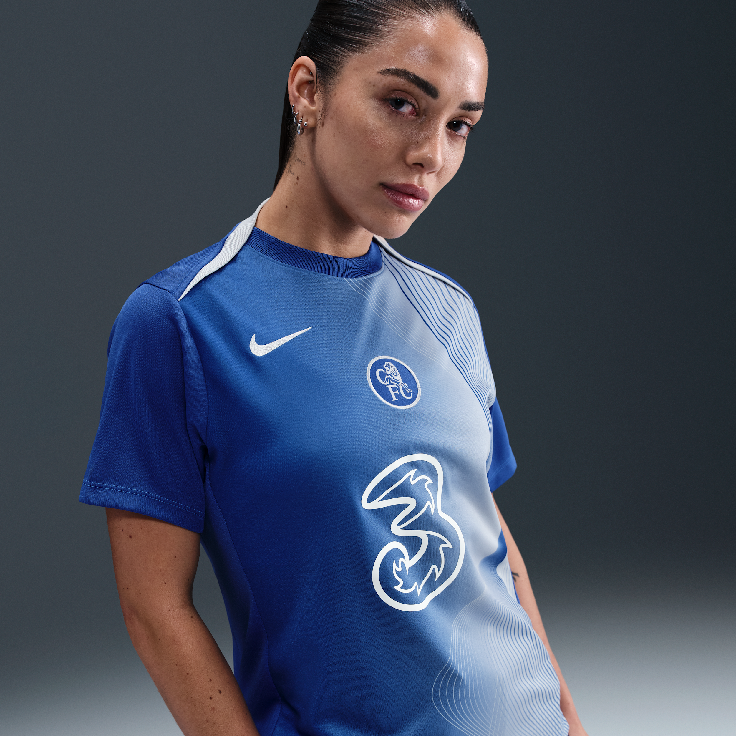 Nike Chelsea FC Academy Pro Derde  Total 90 Dri-FIT warming-uptop voor dames - Blauw