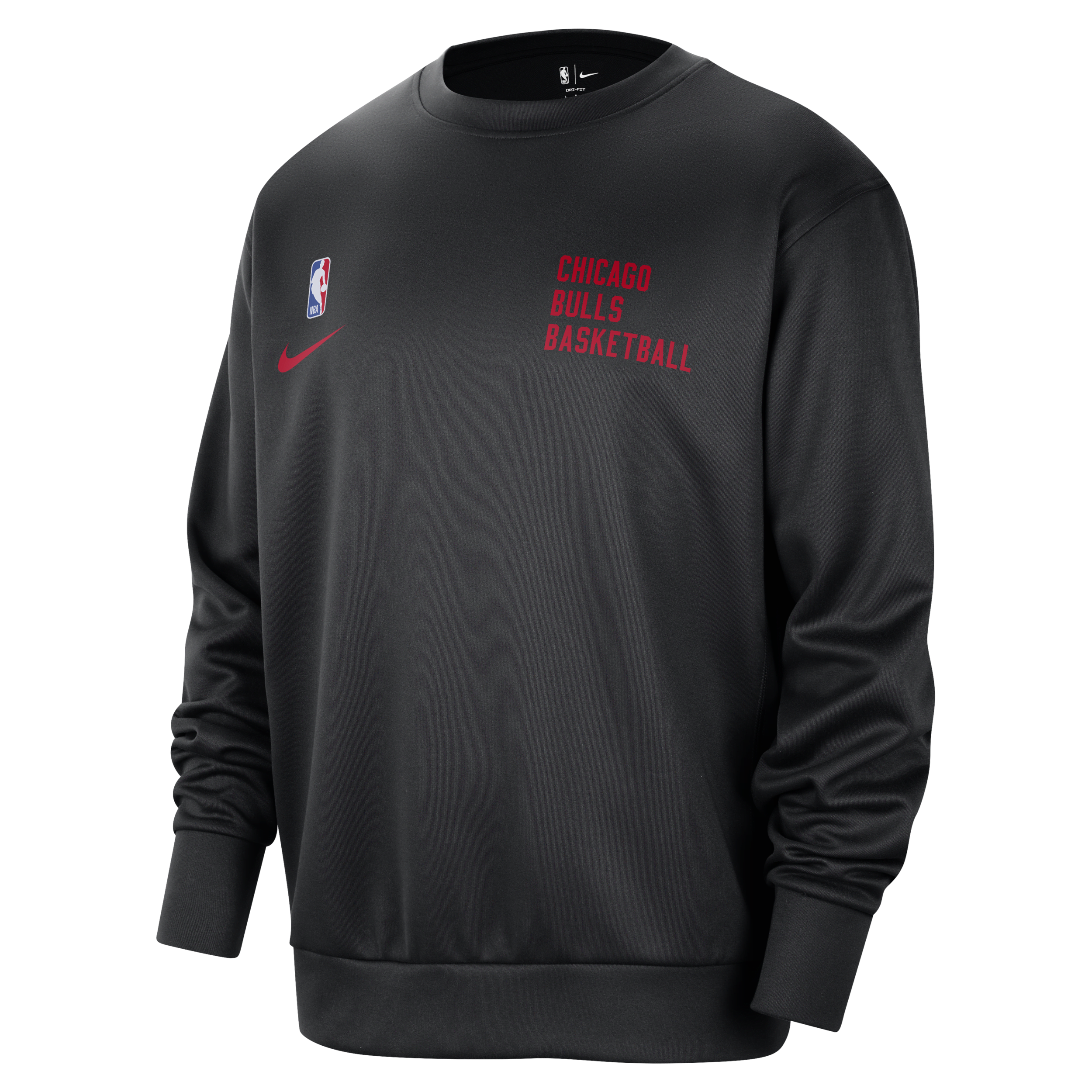 Nike Chicago Bulls Spotlight NBA-sweatshirt met ronde hals en Dri-FIT voor heren Zwart