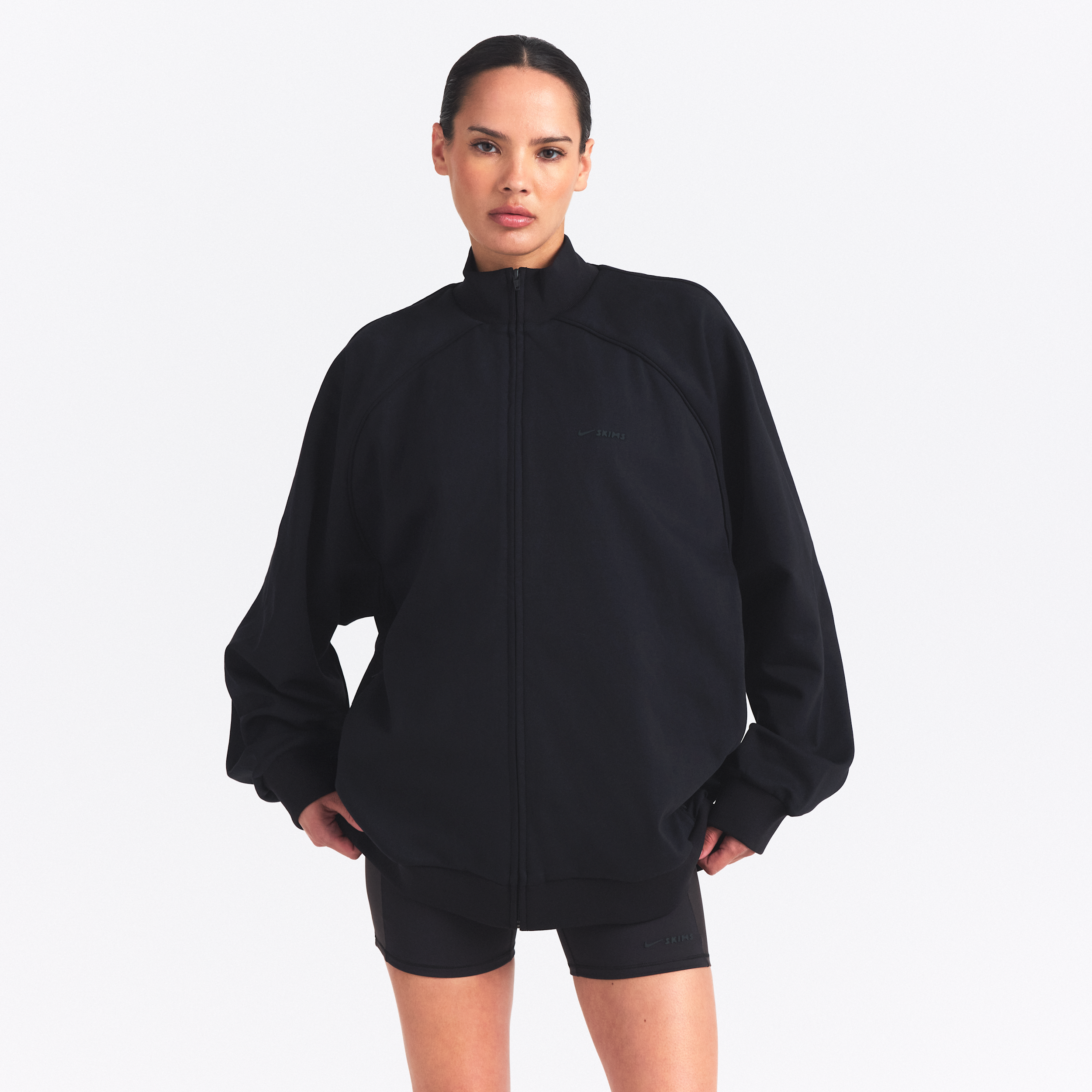 Track jacket oversize con zip a tutta lunghezza NikeSKIMS Matte Tricot – Donna - Nero