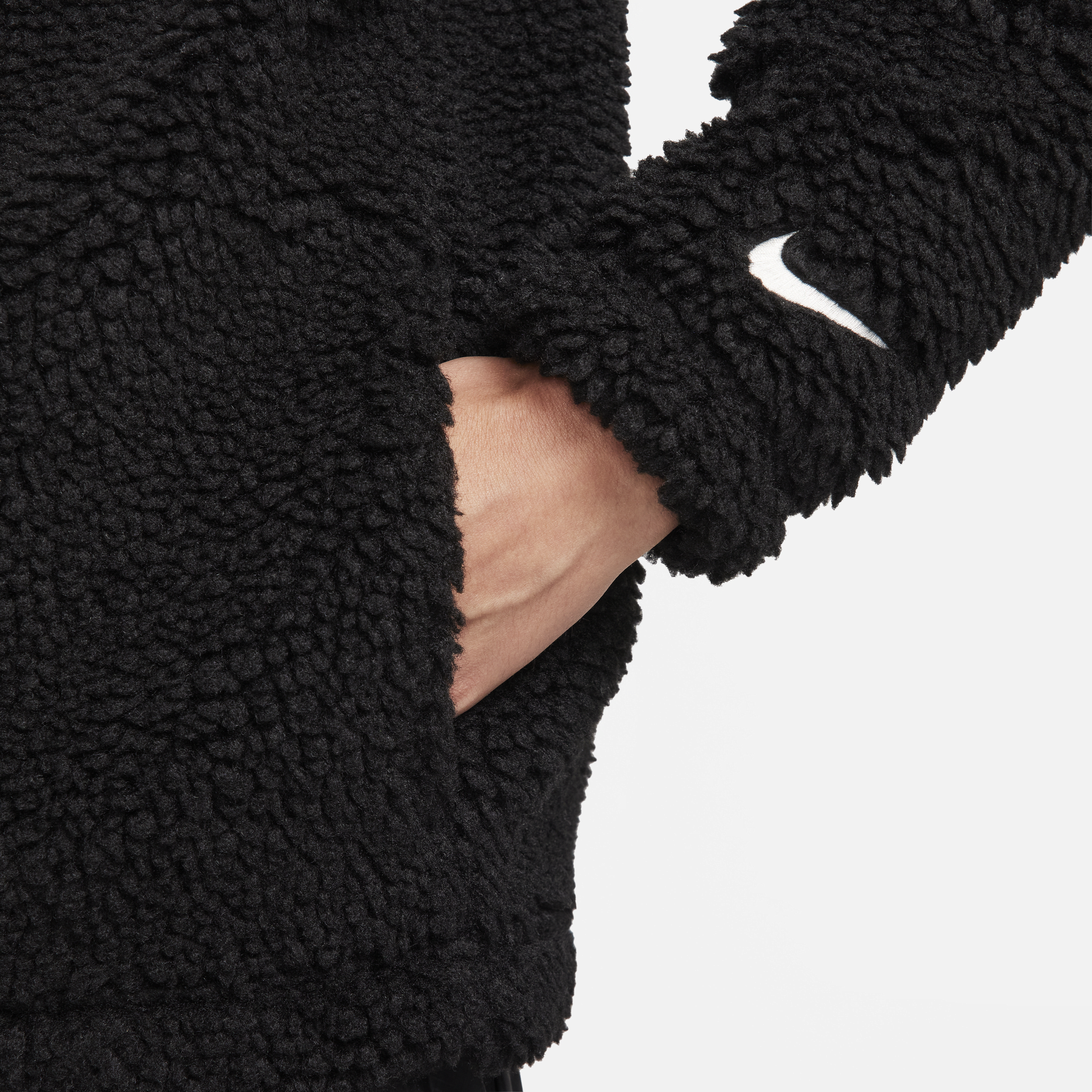 Nike Sportswear hoogpolig fleecejack met logo voor dames Zwart