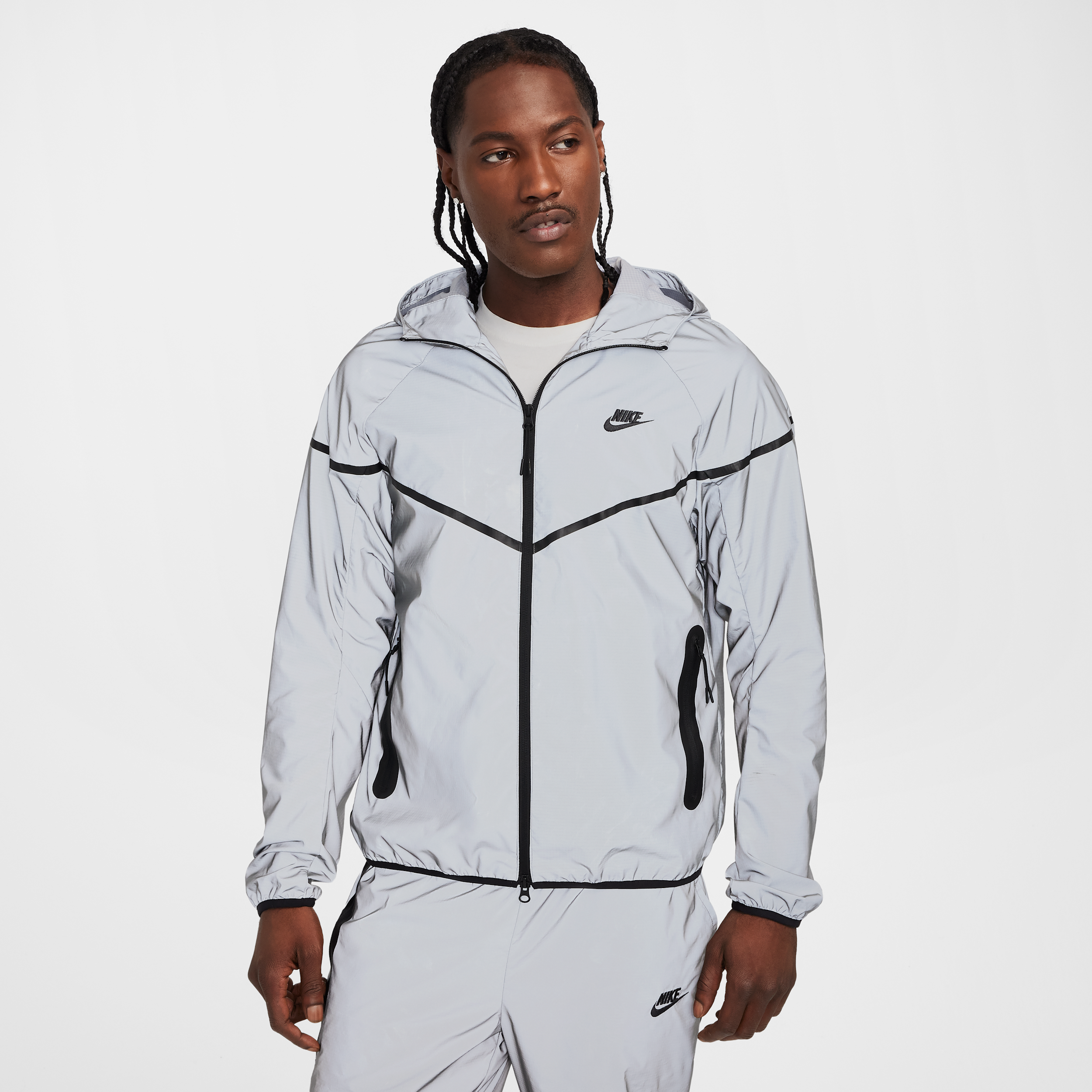 Nike Tech Mens Woven Reflective Design Jacket - Grey - Nylon