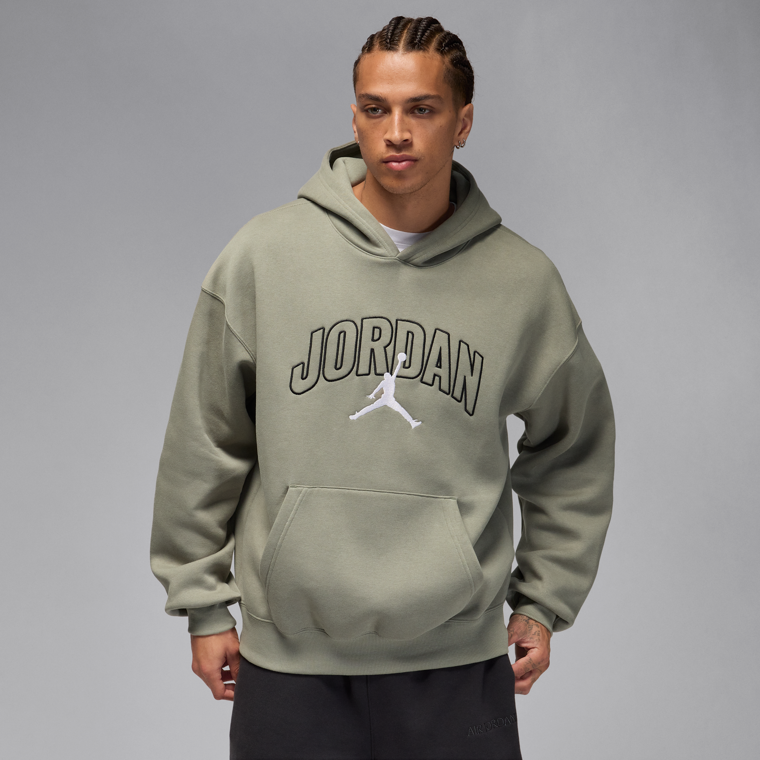 Nike Jordan Brooklyn Fleece Mens Oversized Pullover Hoodie - Green - Cotton/Polyester
