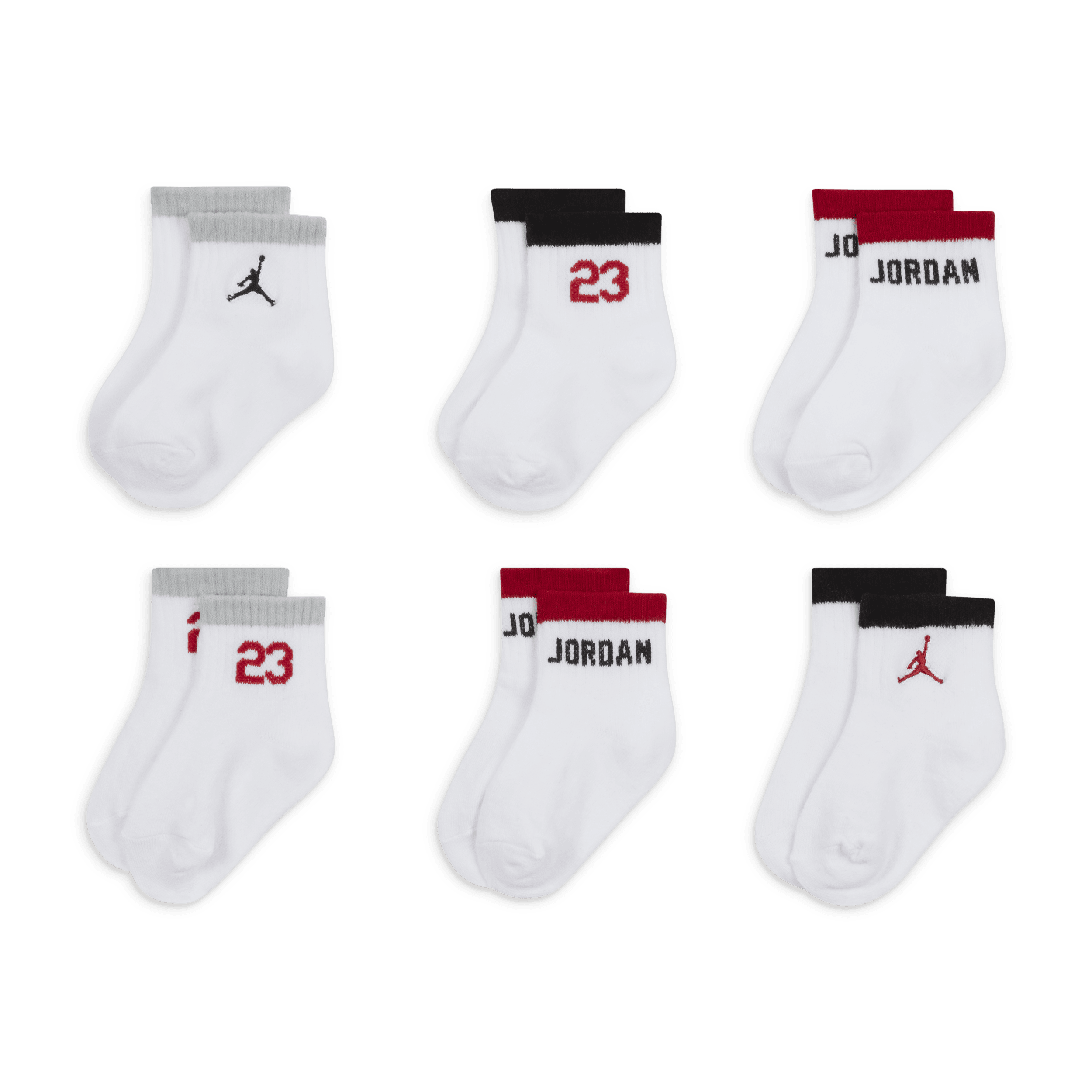 Socquettes anti-dérapantes Legacy Jordan pour Bébé (12-24 mois) (6 paires) - Blanc