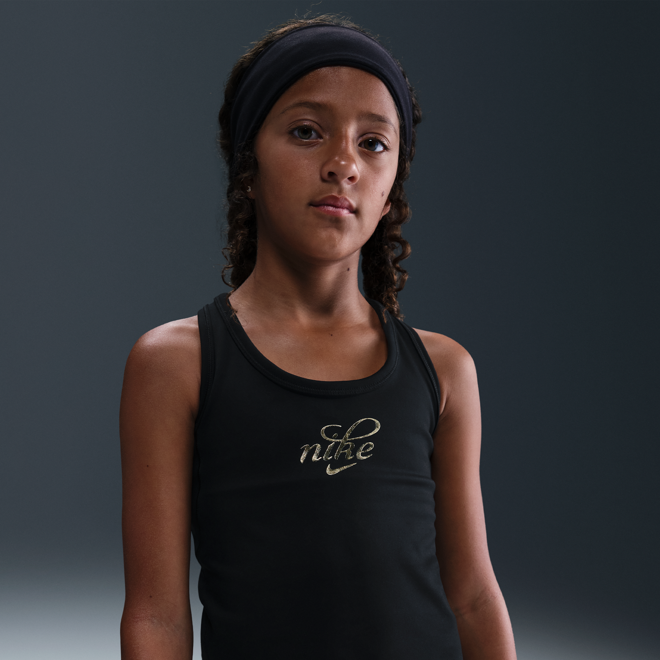 Nike Dri-FIT One Older Kids (Girls) Tank Top - Black - Polyester/Elastane