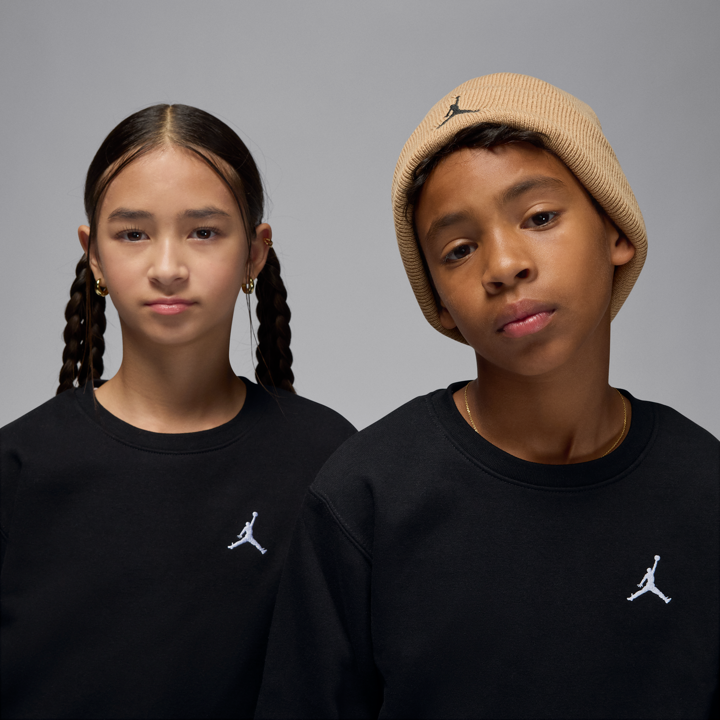 Thumbnail - Jordan Brooklyn Fleece Rundhalsshirt (ältere Kinder) - Schwarz