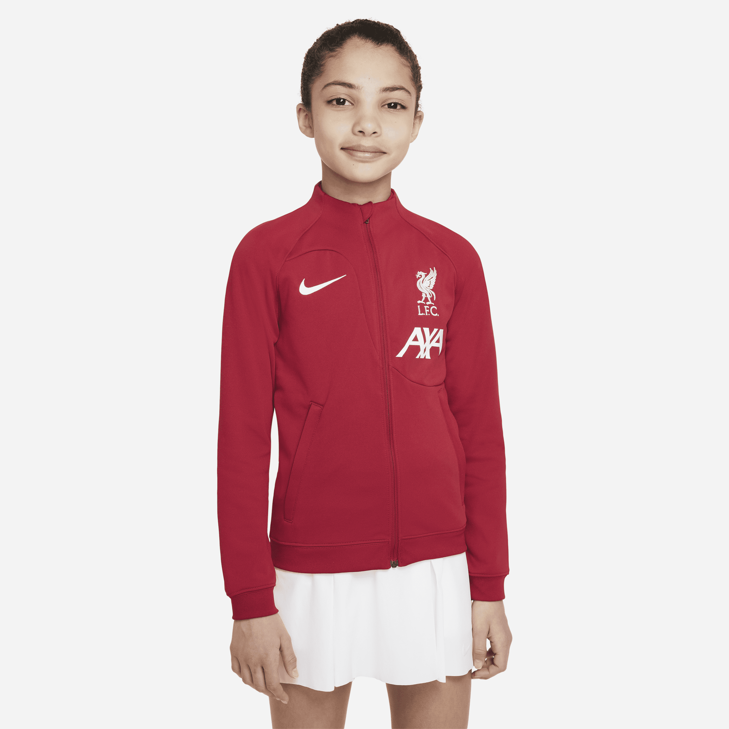 Kurtka piłkarska dla dużych dzieci Nike Liverpool F.C. Academy Pro - Czerwony