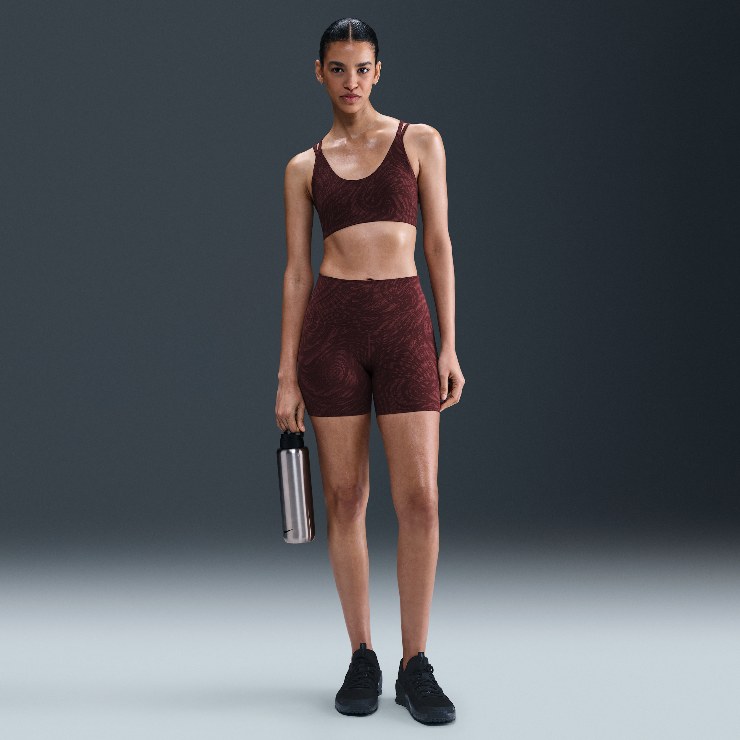 Nike Zenvy bikershorts met print en hoge taille voor dames (13 cm) Rood