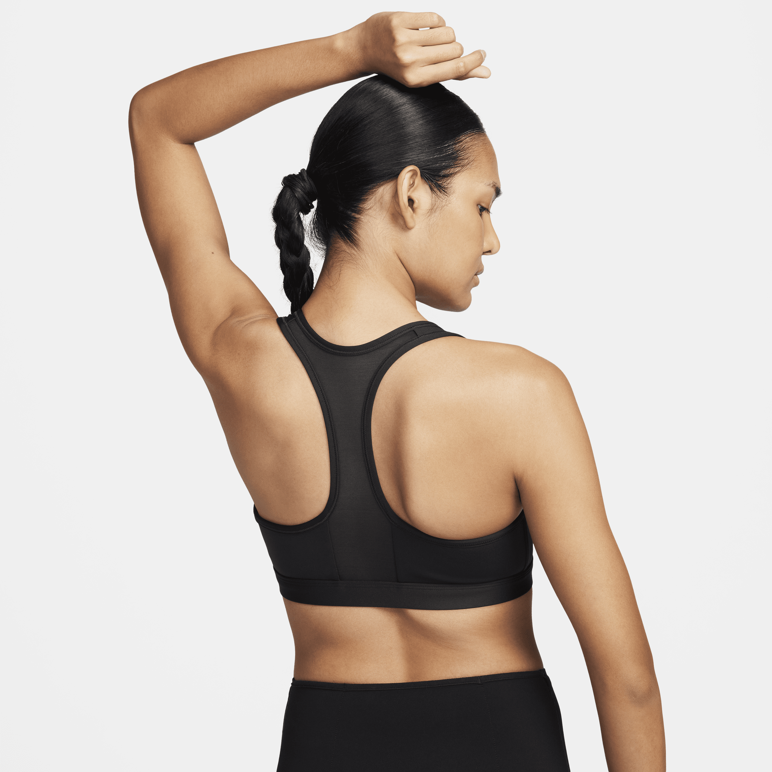 Nike Swoosh Front Zip padded sport-bh met medium ondersteuning Zwart