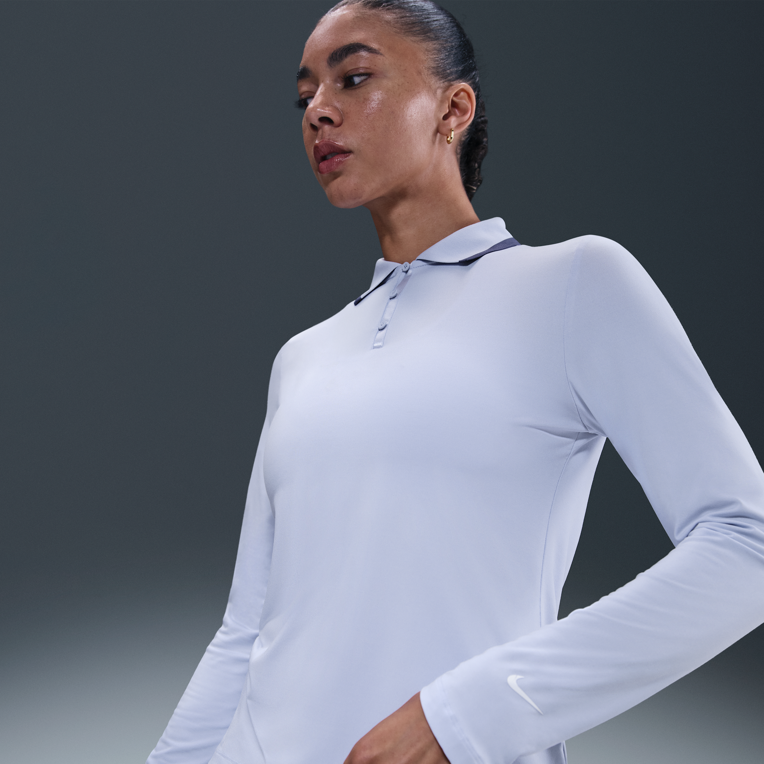 Thumbnail - Nike Tour Longsleeve-Golf-Poloshirt mit Dri-FIT-Technologie und UV-Schutz (Damen) - Grau