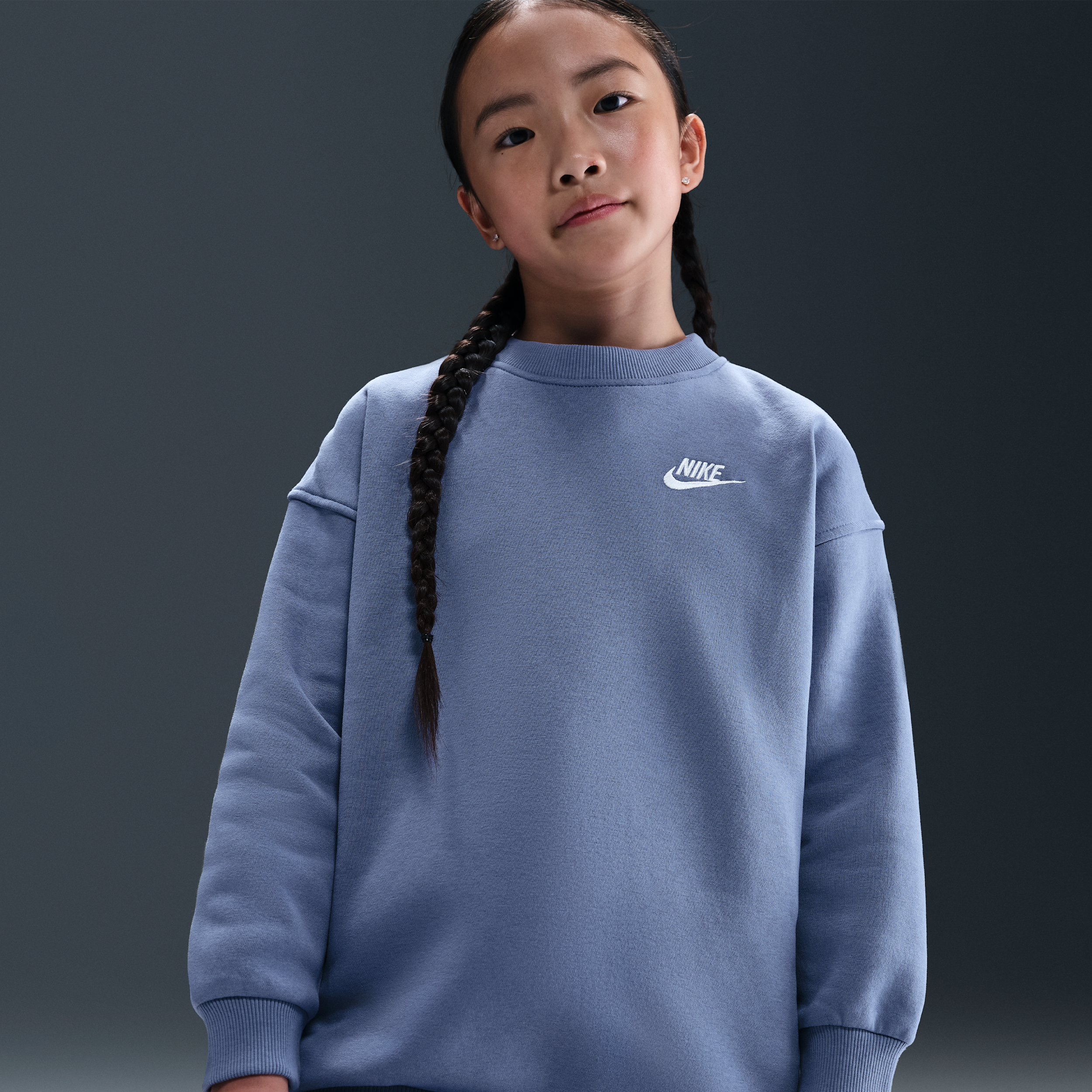 Thumbnail - Nike Club Fleece Oversize-Sweatshirt (ältere Kinder) - Blau