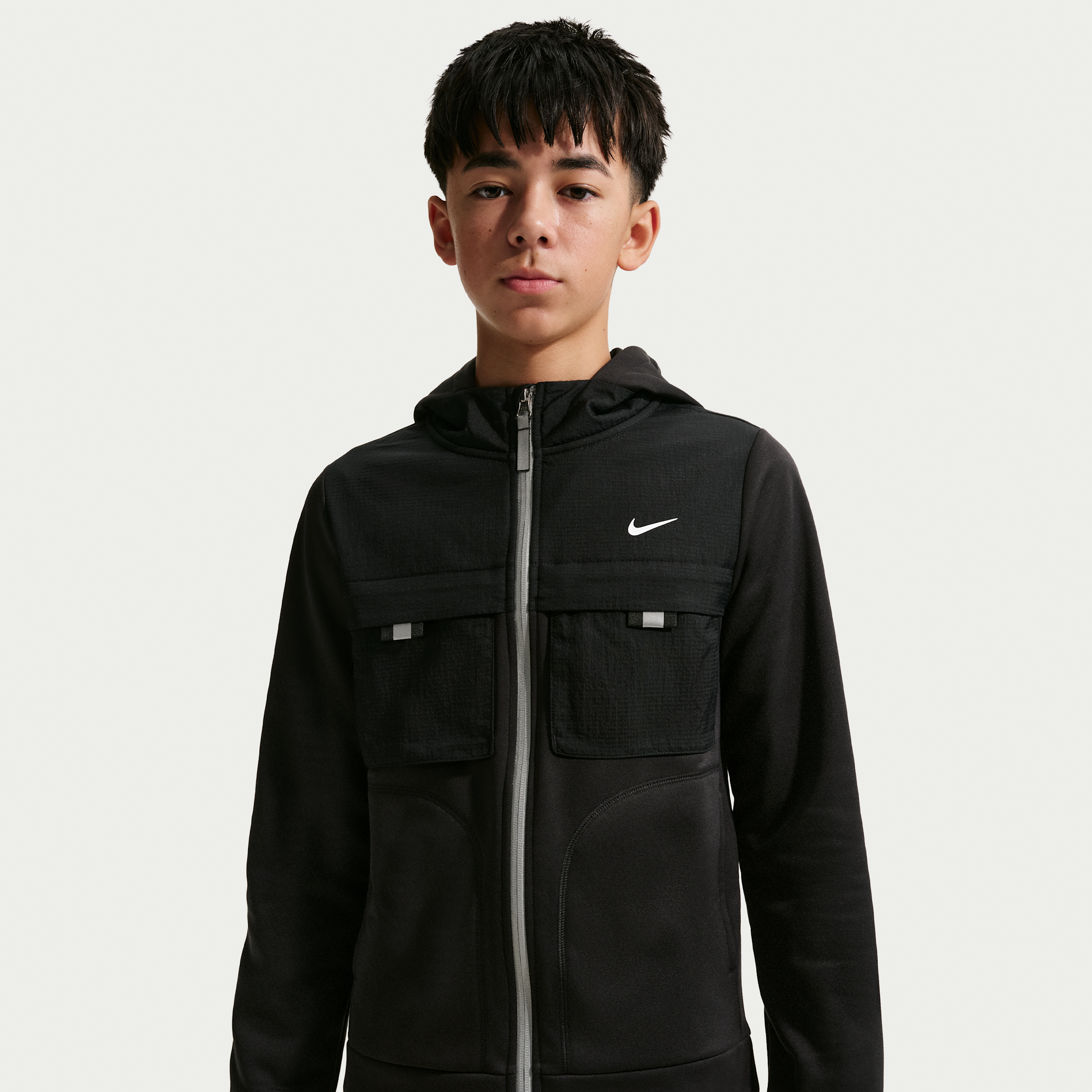 Nike City Utility Older Kids Full-Zip Hoodie - Black - Fleece