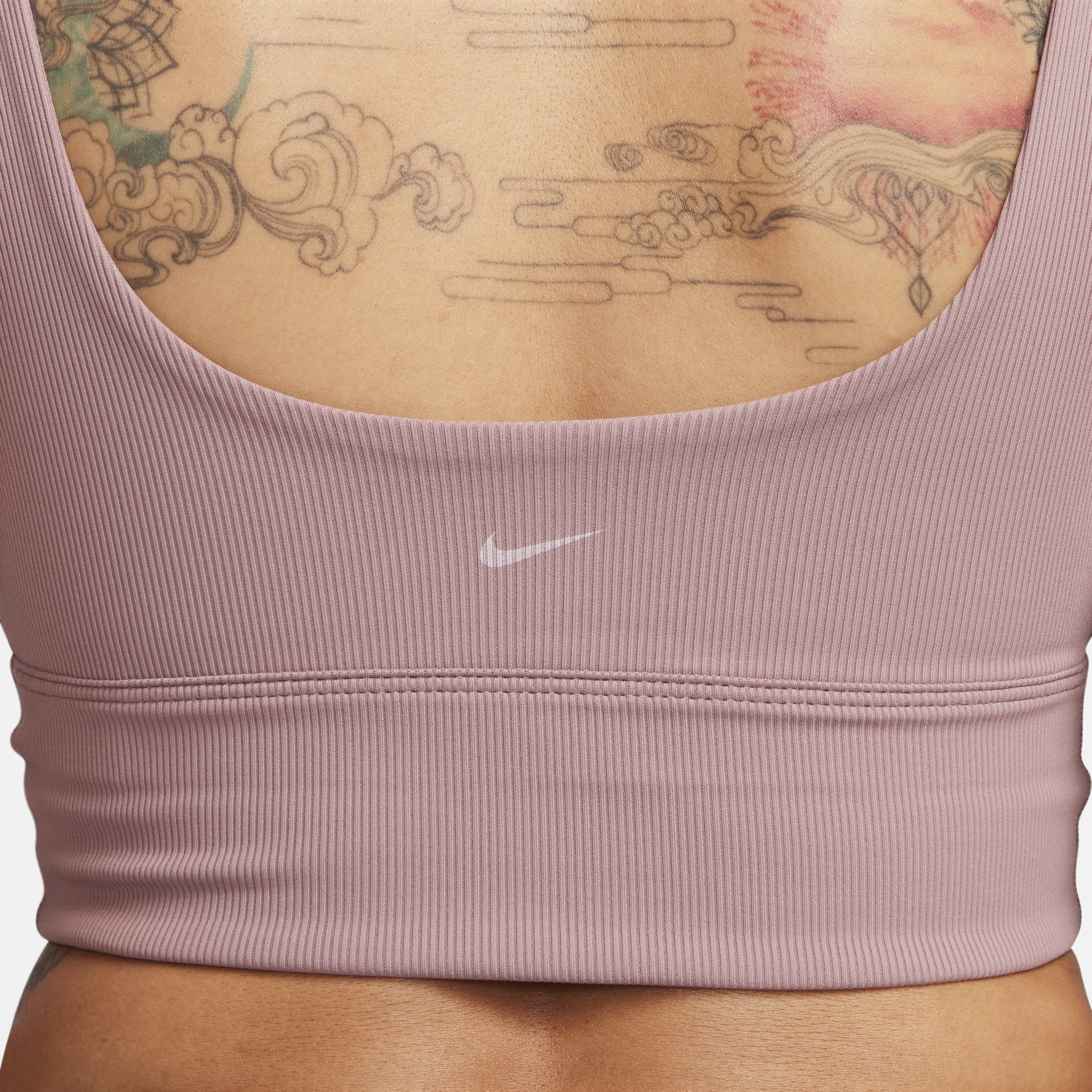 Nike Zenvy Rib lange sport-bh met lichte ondersteuning zonder vulling Paars