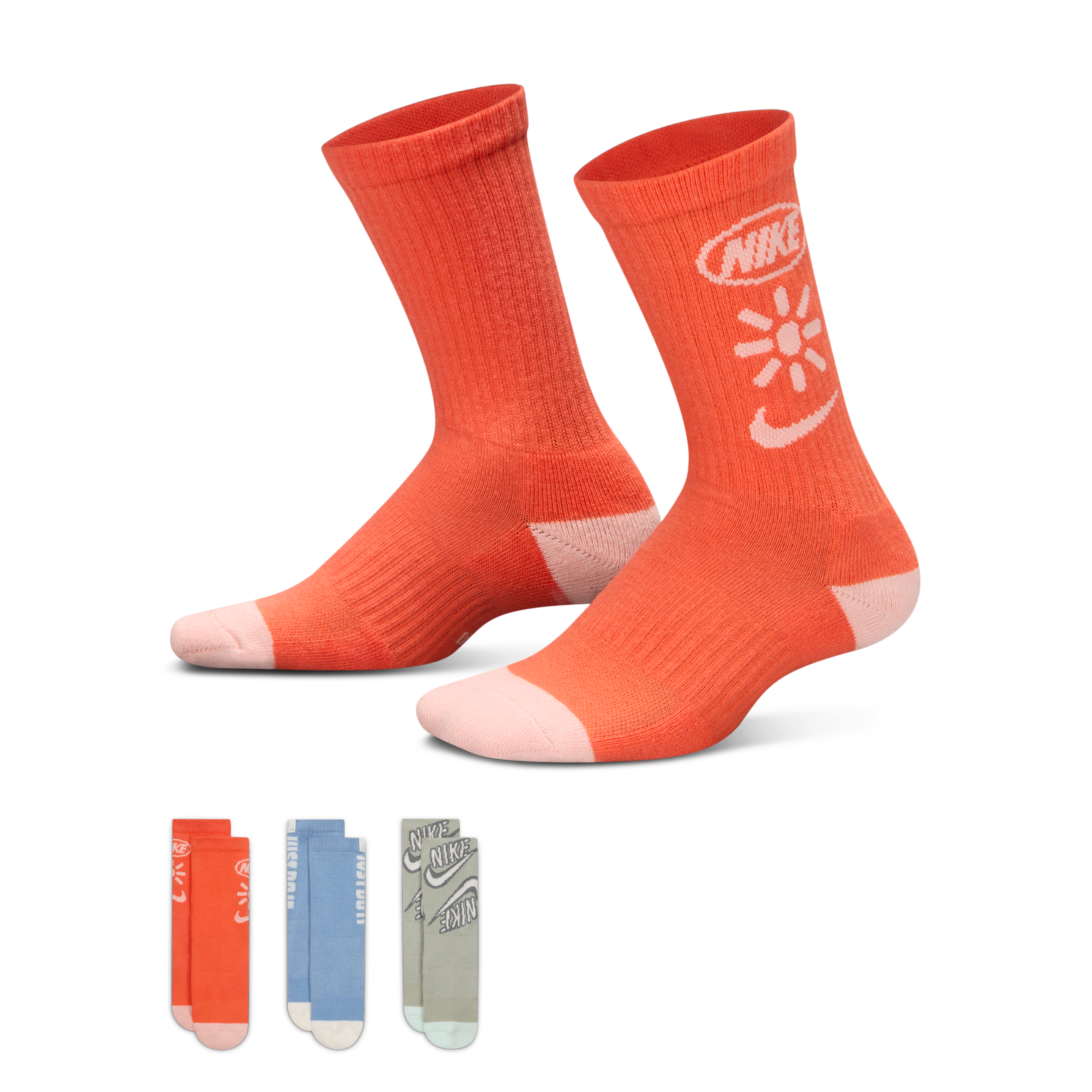 Calze ammortizzate Nike Everyday Plus di media lunghezza - Bambini (3 paia) - Multicolore