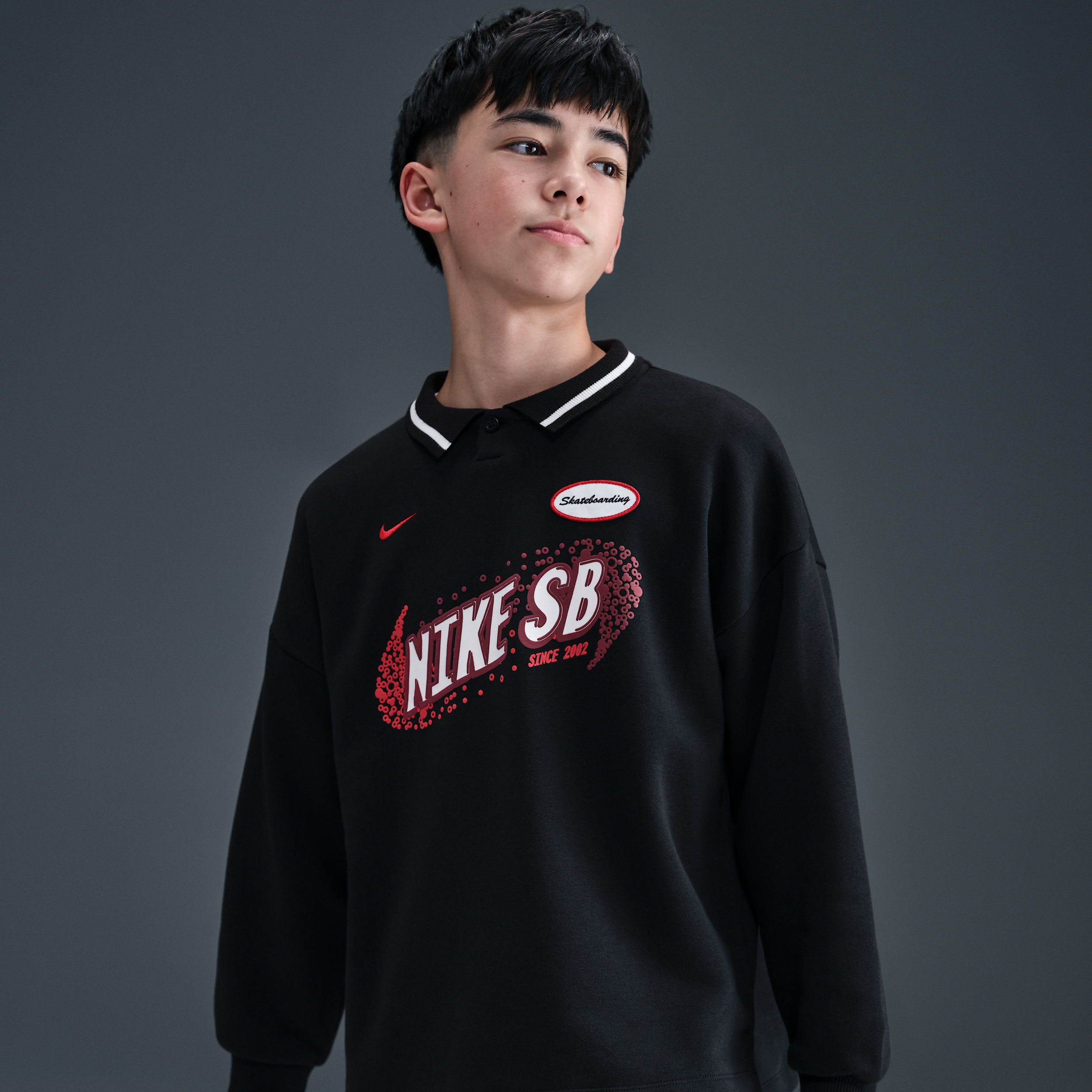 Thumbnail - Nike SB Longsleeve-Skate-Poloshirt (ältere Kinder) - Schwarz