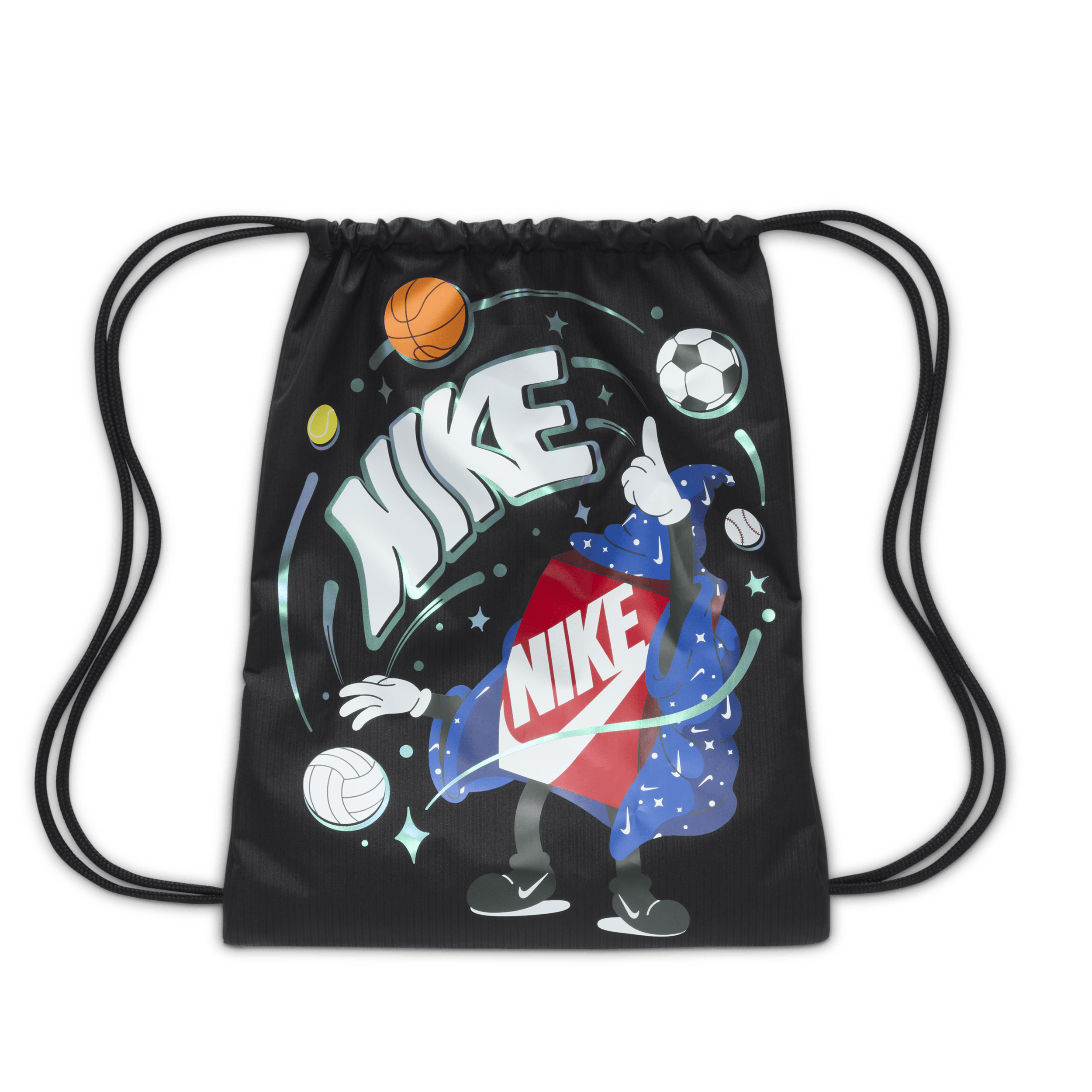 Nike Tas met trekkoord voor kids (12 liter) Zwart