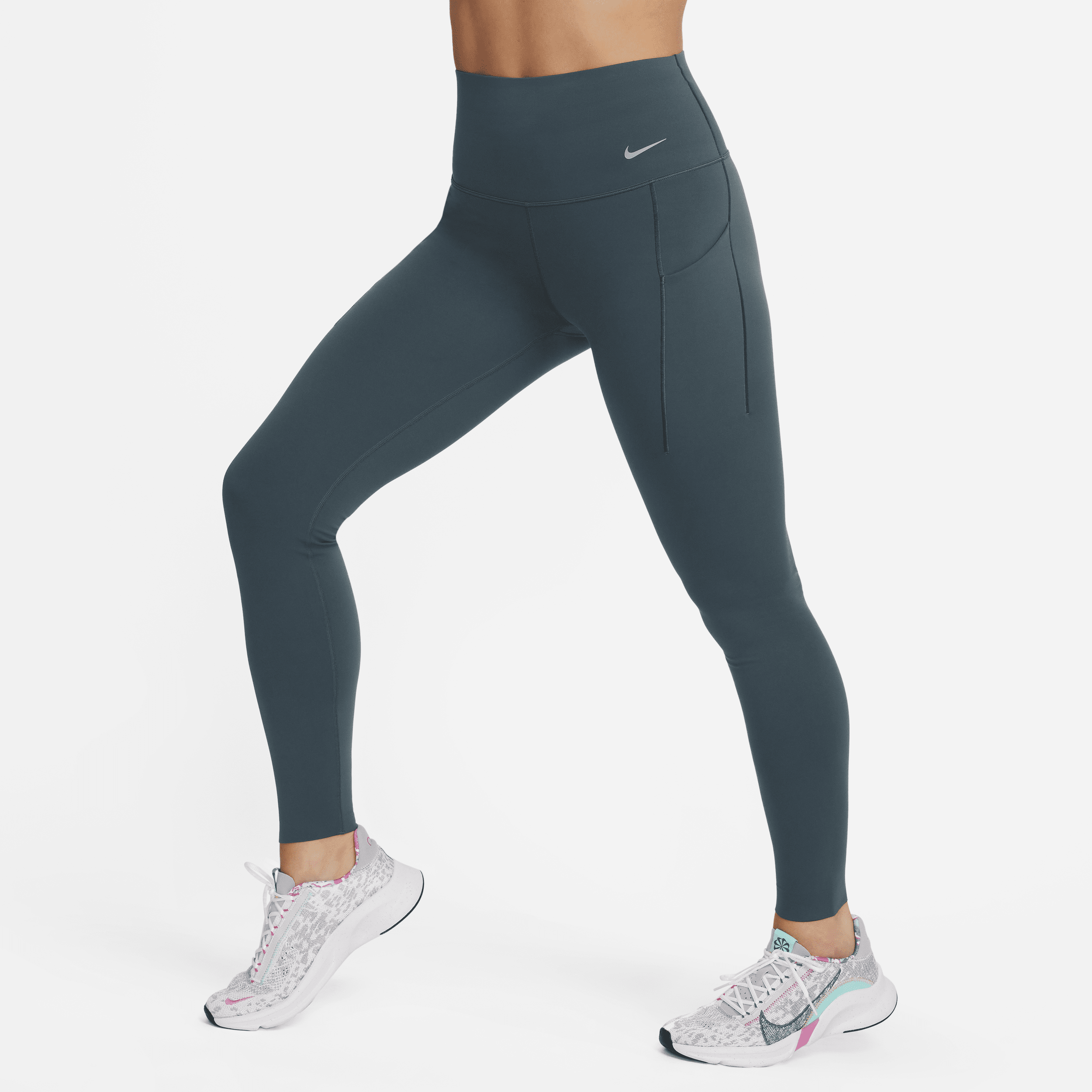 Nike Universa Lange legging met hoge taille zakken en medium ondersteuning voor dames Groen