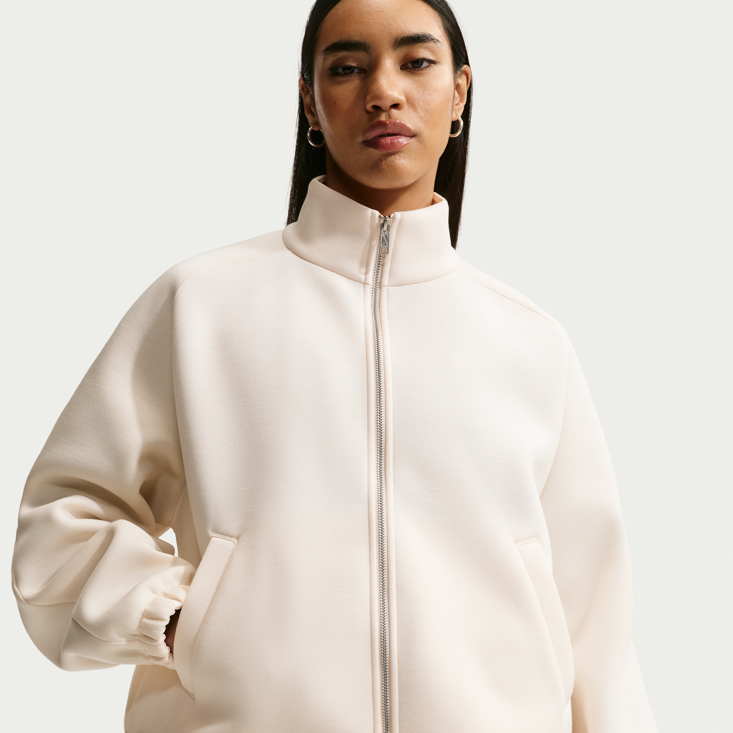 Track jacket oversize in fleece Nike – Donna - Bianco
