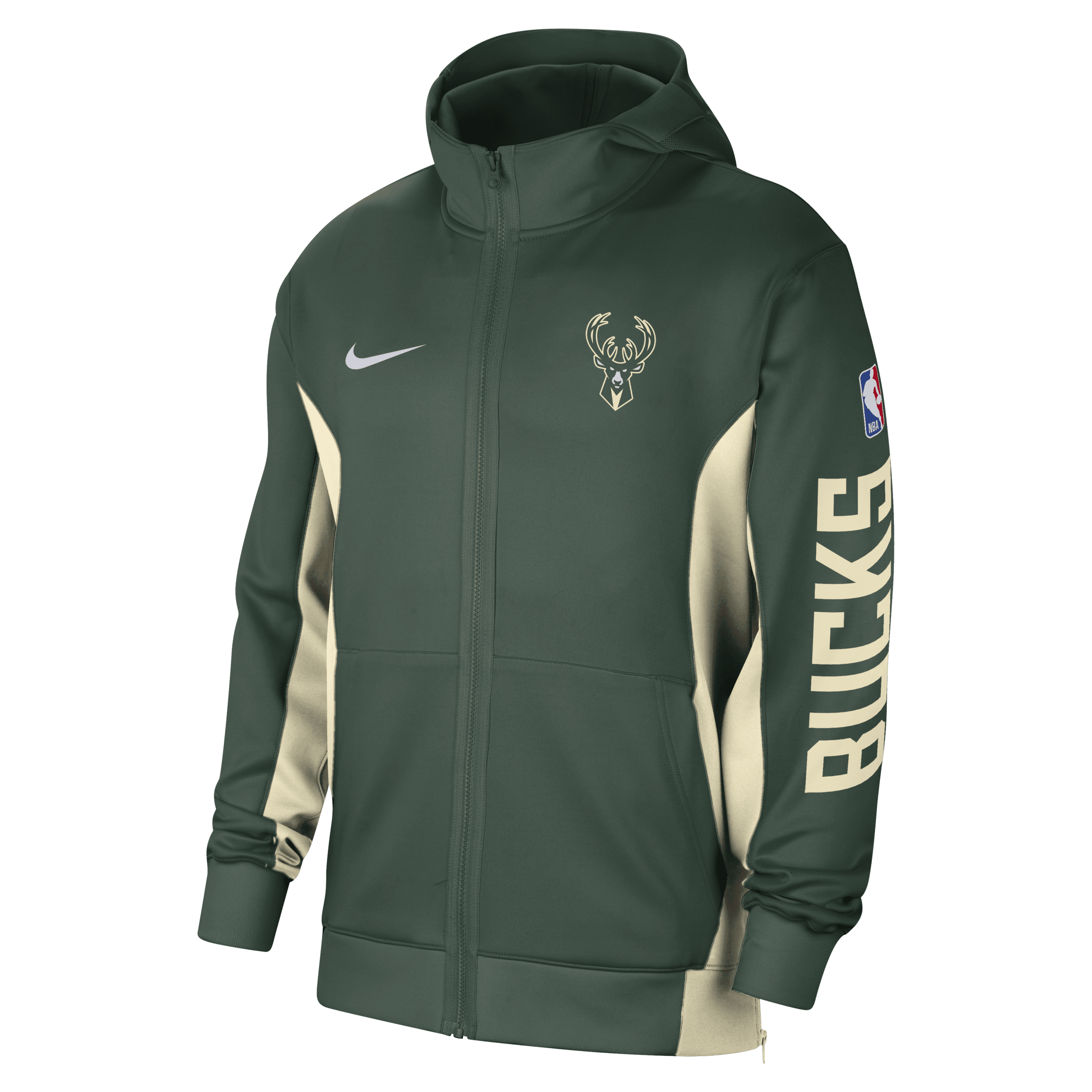 Nike Milwaukee Bucks Showtime NBA-hoodie met rits en Dri-FIT voor heren Groen