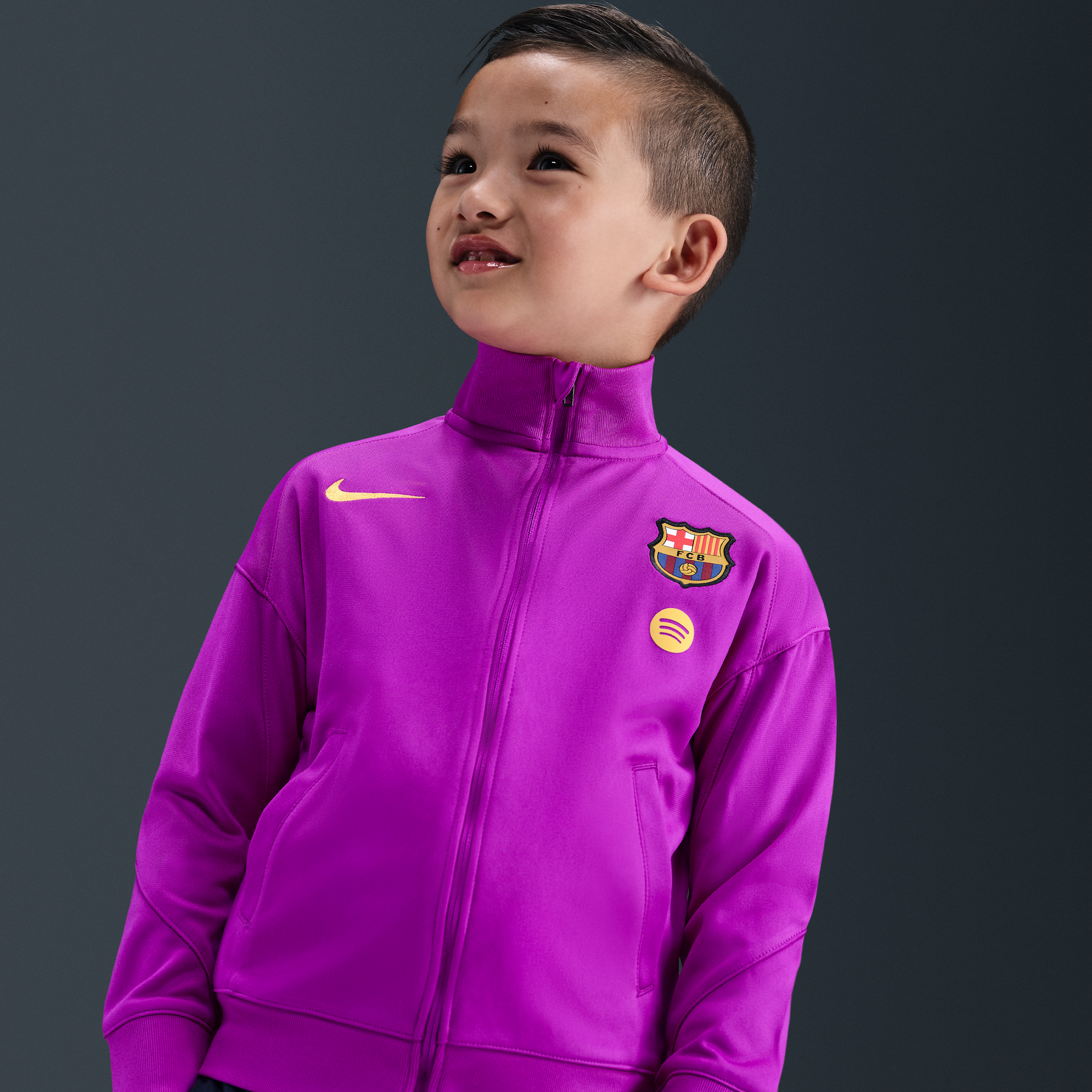 Thumbnail - FC Barcelona Strike Nike Dri-FIT-Fußball-Trainingsanzug aus Strickmaterial für jüngere Kinder - Lila